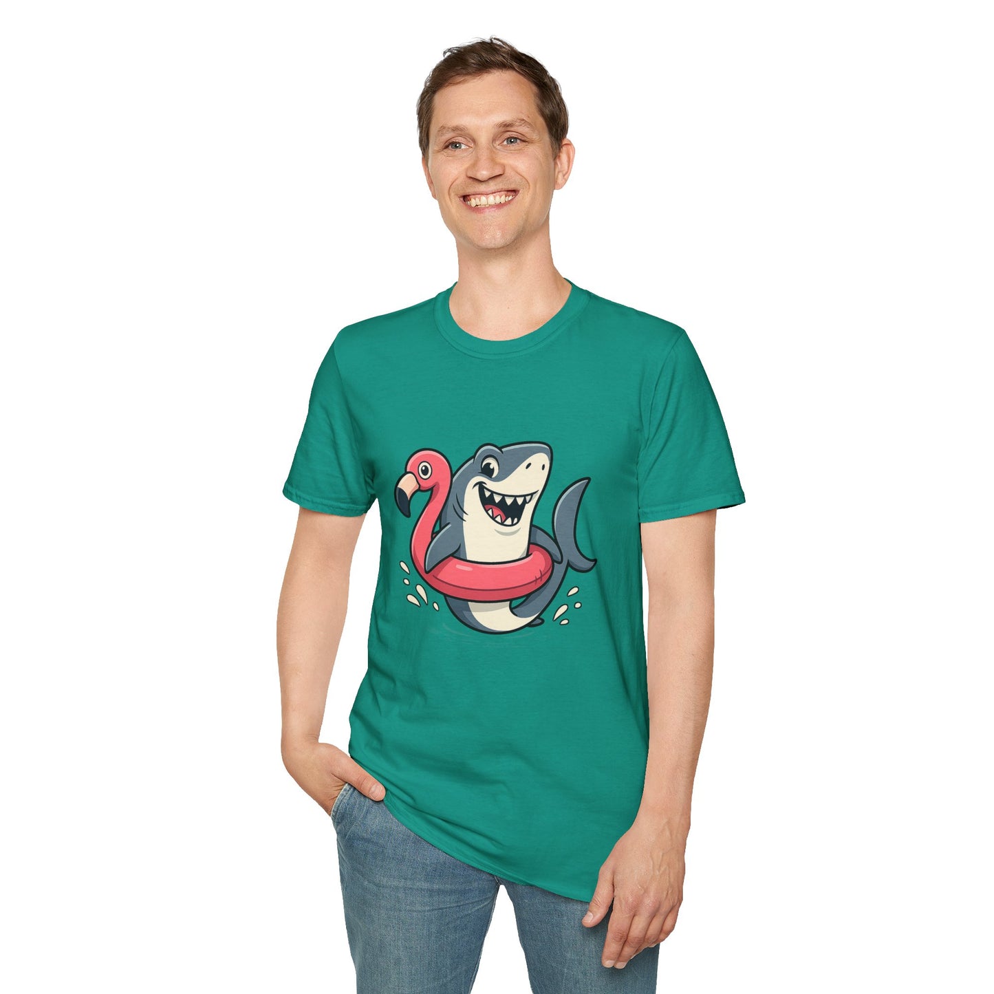 Shark & Flamingo Floatie T-Shirt – Funny Beach & Pool Day Tee