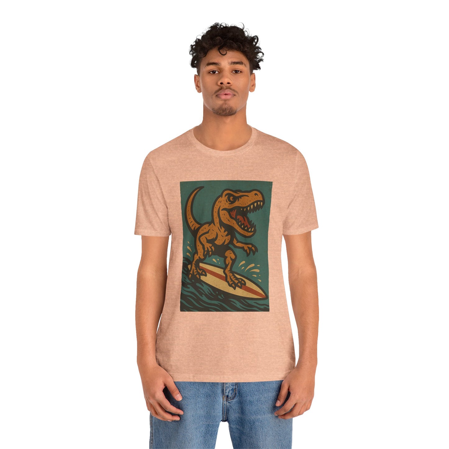 Surfing T-Rex T-Shirt – Funny Dinosaur Surfing Graphic Tee