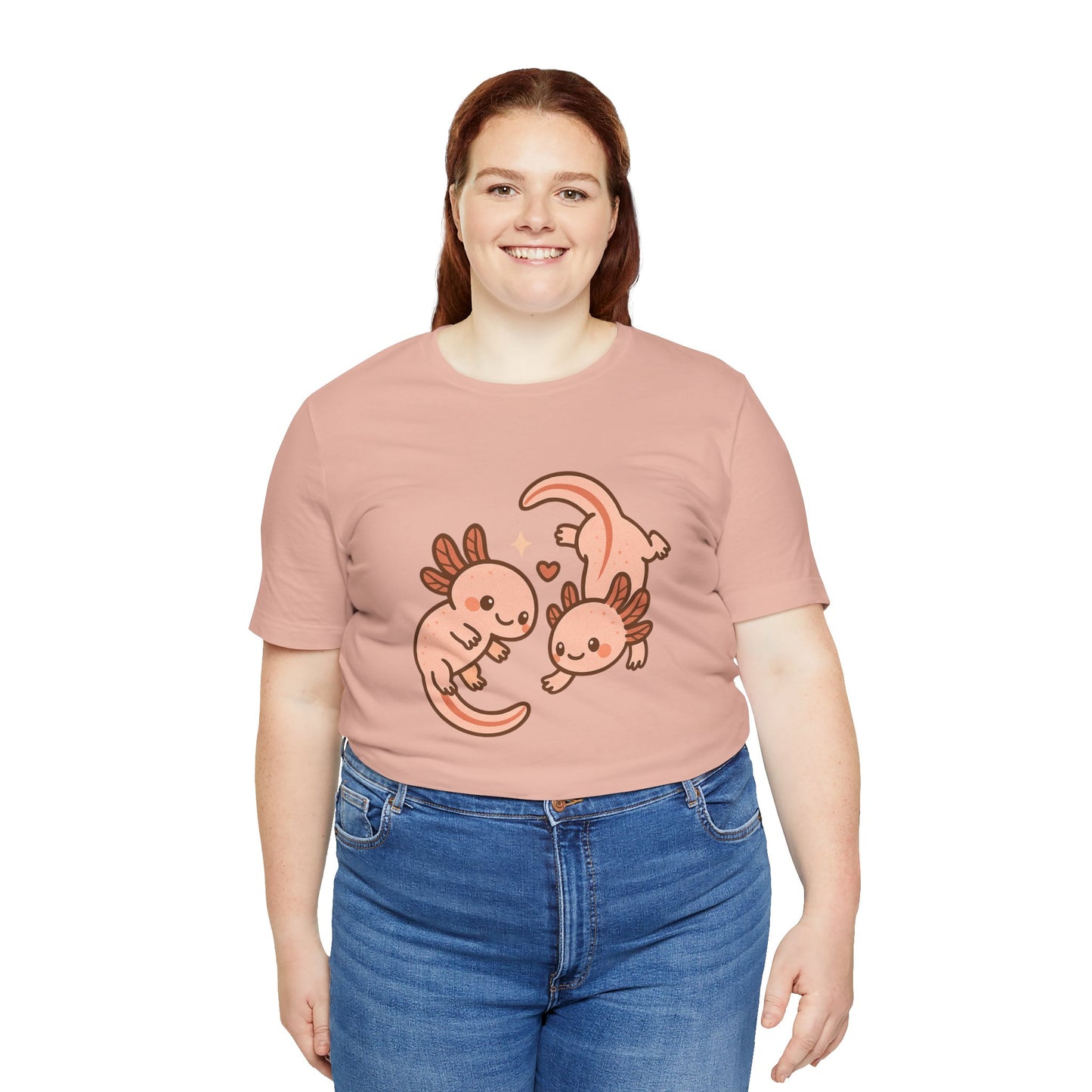 Kawaii Axolotl T-Shirt – Cute Tee with Smiling Axolotls - WhimSpin - https://whimspin.com
