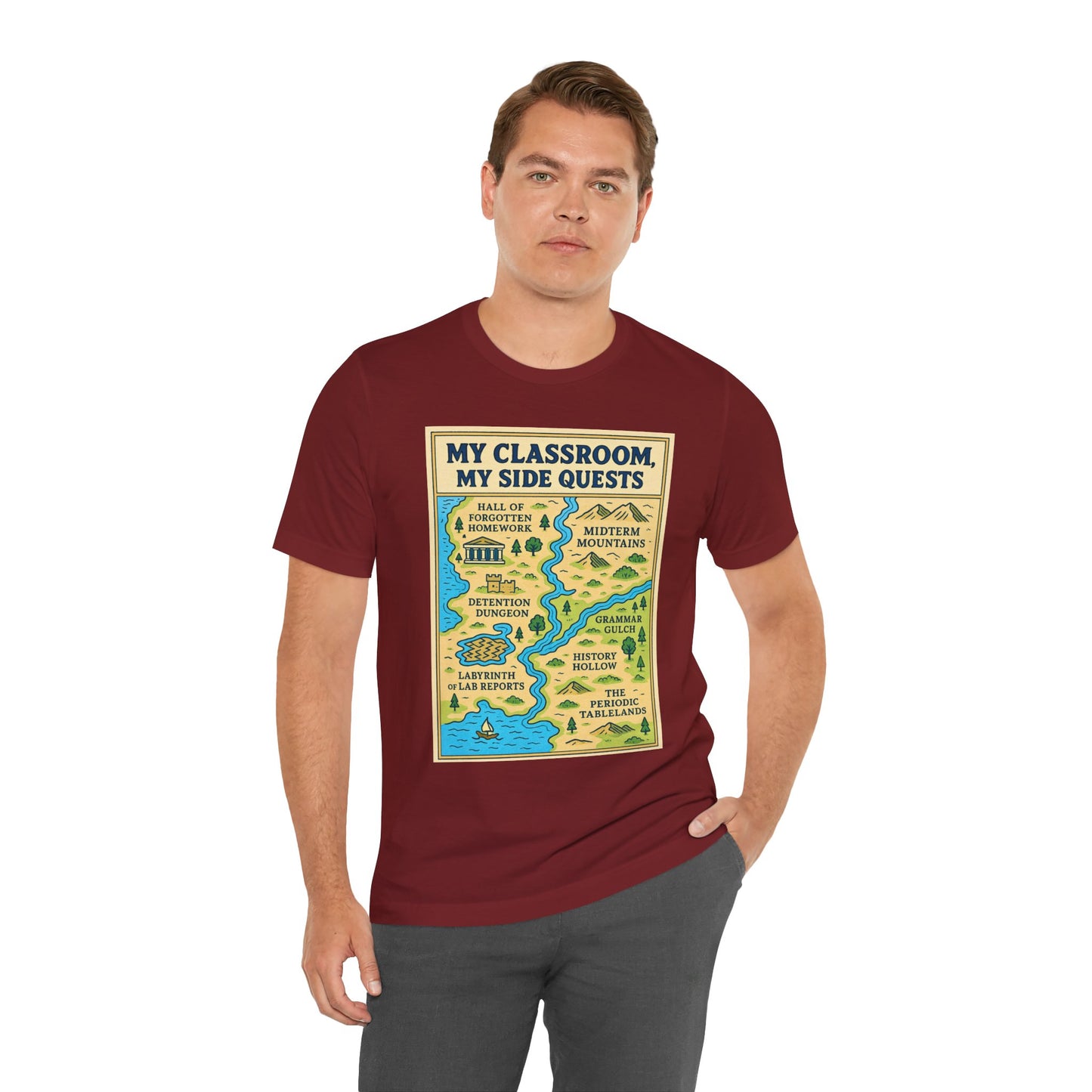 My Classroom, My Side Quests T-Shirt – RPG Map Tee for Teachers