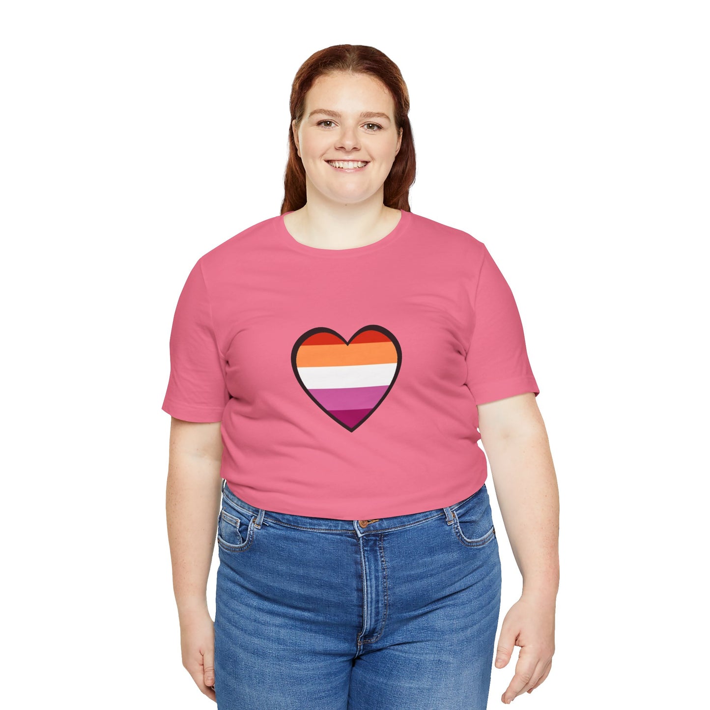 Lesbian Pride Flag Heart T-Shirt – Bold LGBTQ+ Graphic Tee - WhimSpin - https://whimspin.com