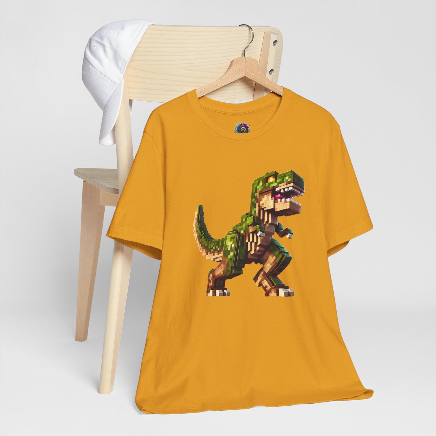 Pixel Dinosaur T-Shirt – Retro Dino Graphic Tee for Adults