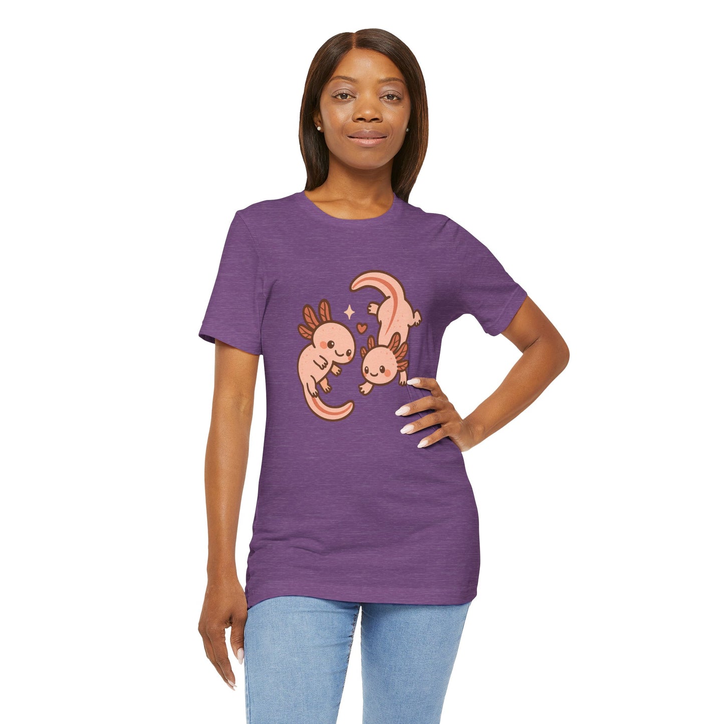 Kawaii Axolotl T-Shirt – Cute Tee with Smiling Axolotls - WhimSpin - https://whimspin.com