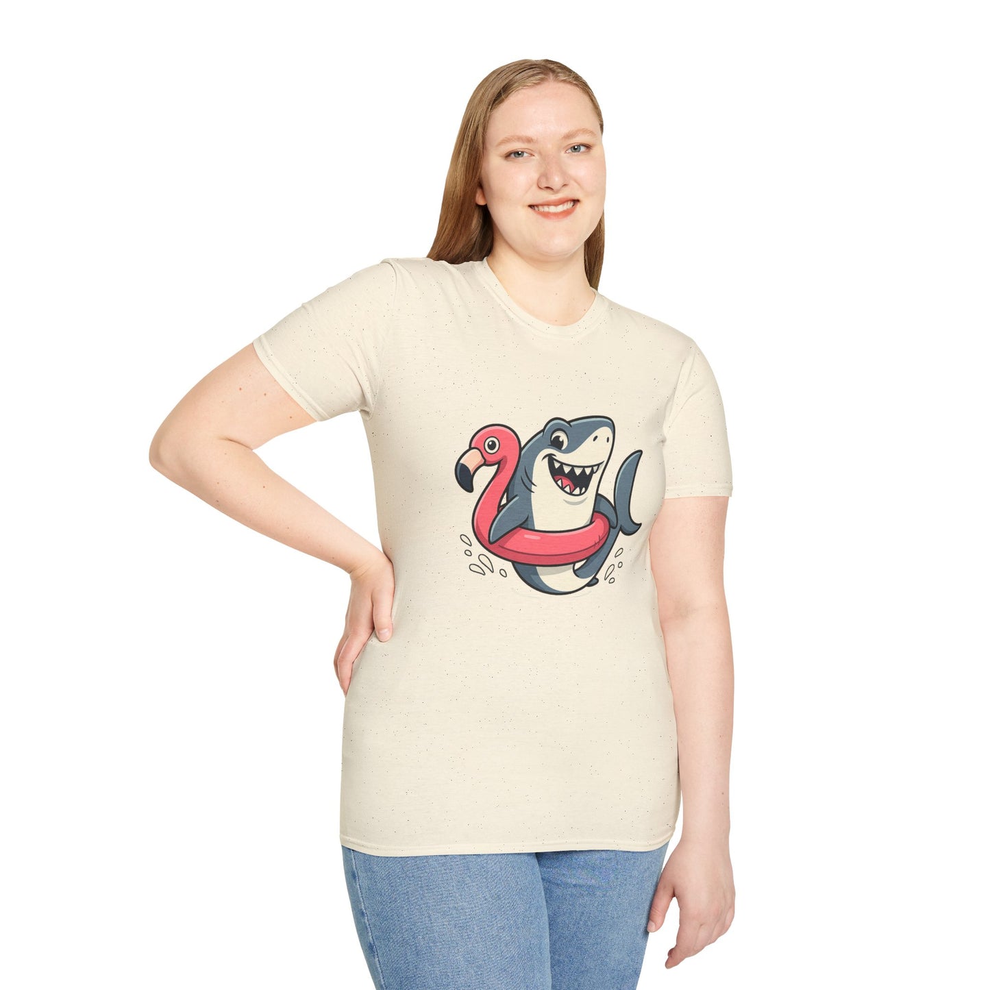 Shark & Flamingo Floatie T-Shirt – Funny Beach & Pool Day Tee