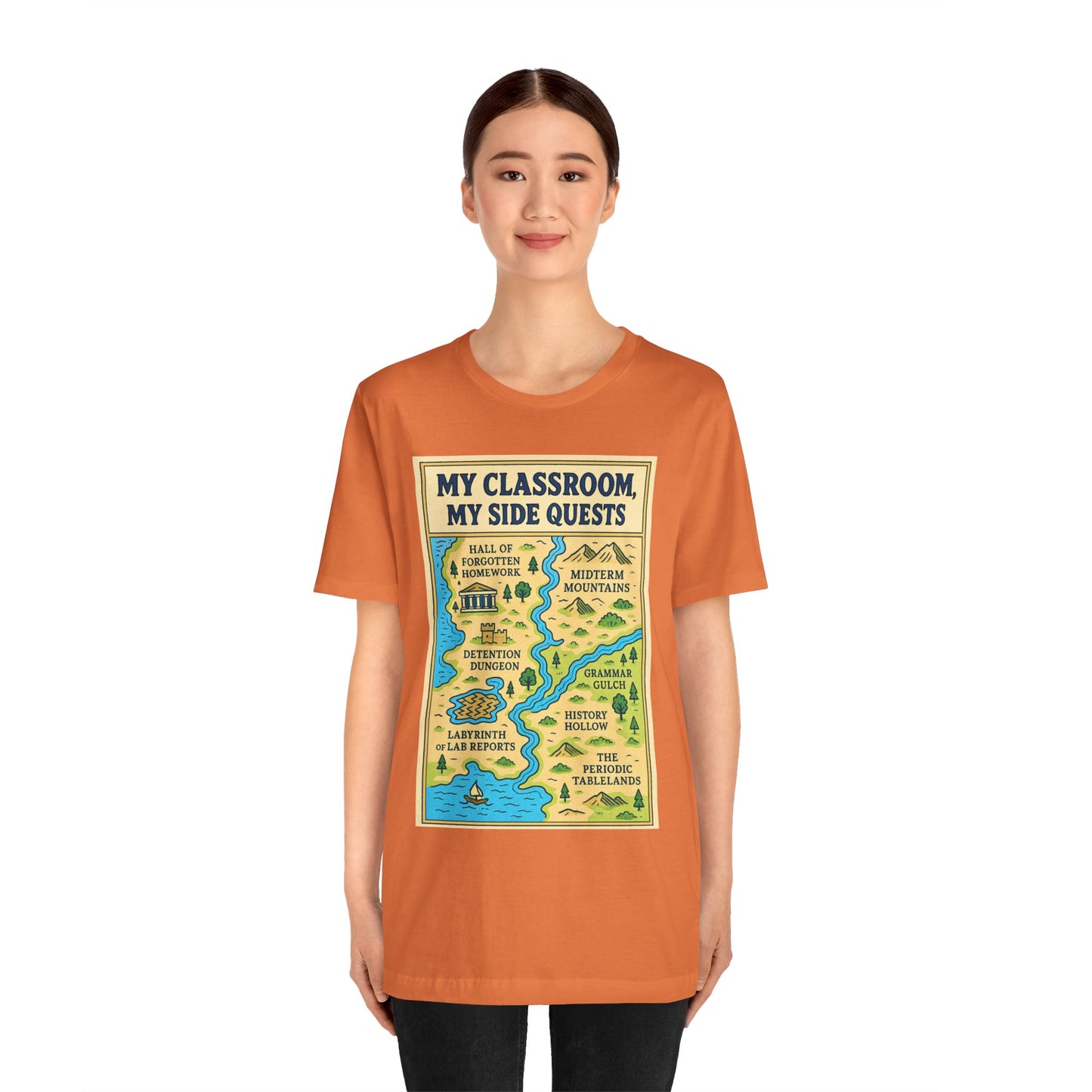 My Classroom, My Side Quests T-Shirt – RPG Map Tee for Teachers