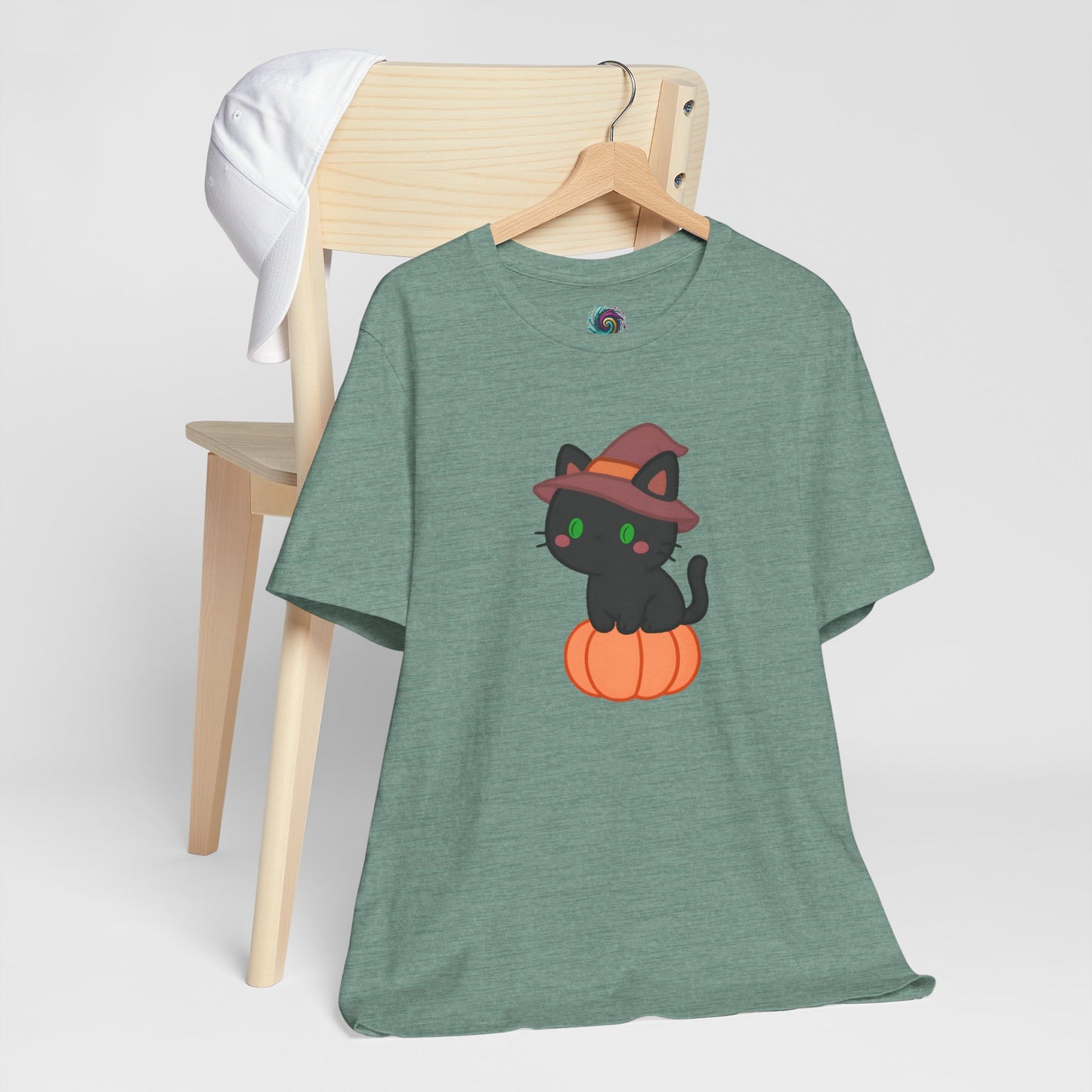 Halloween Cat Shirt – Cute Cat on a Pumpkin Graphic Tee