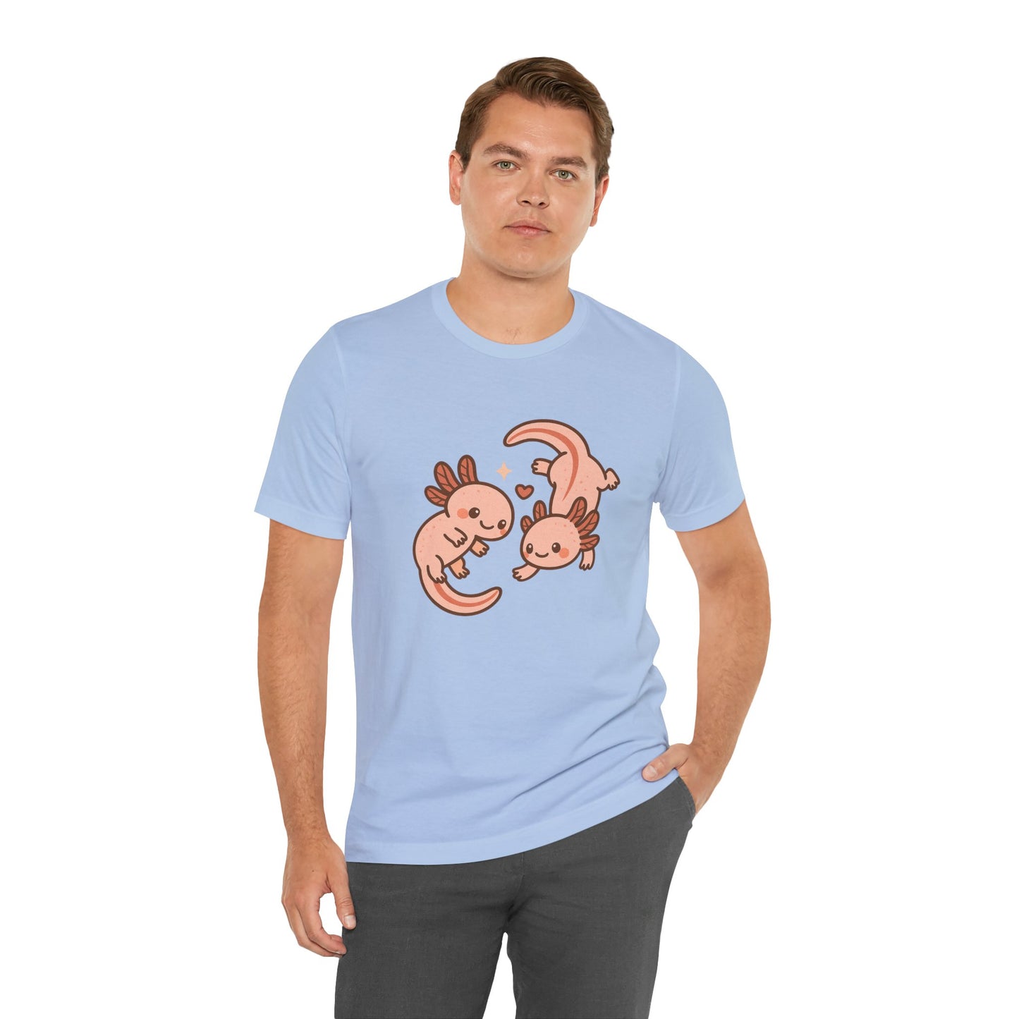Kawaii Axolotl T-Shirt – Cute Tee with Smiling Axolotls - WhimSpin - https://whimspin.com