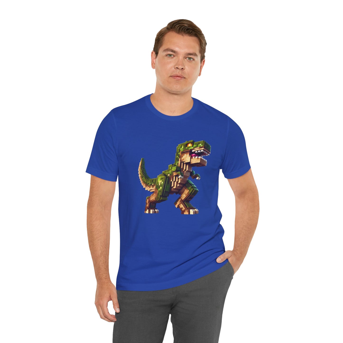 Pixel Dinosaur T-Shirt – Retro Dino Graphic Tee for Adults