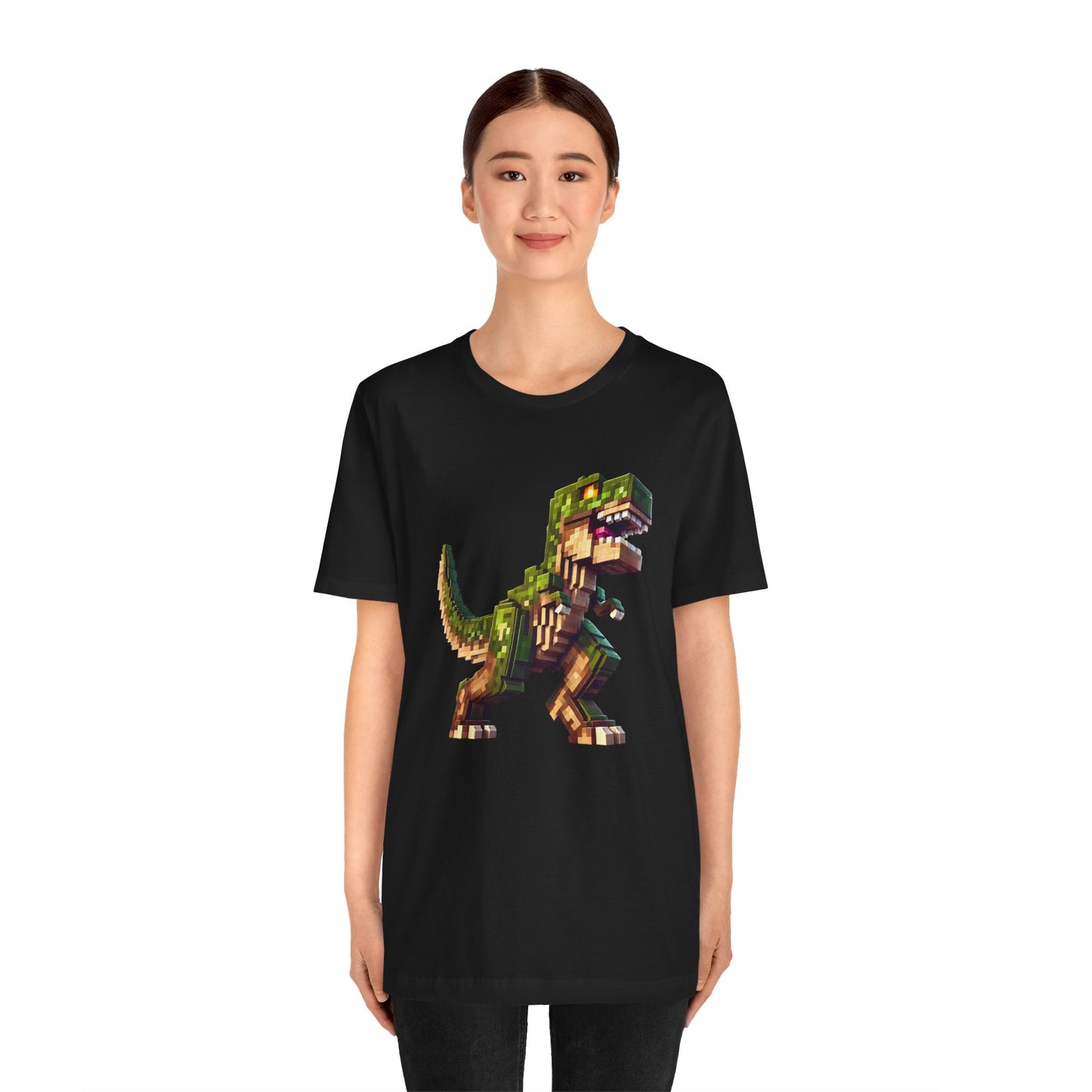 Pixel Dinosaur T-Shirt – Retro Dino Graphic Tee for Adults