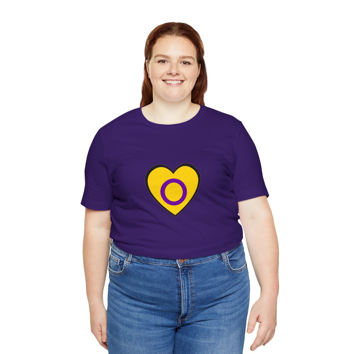 Intersex Pride Flag Heart T-Shirt – Minimalist LGBTQ+ Support Tee - WhimSpin - https://whimspin.com