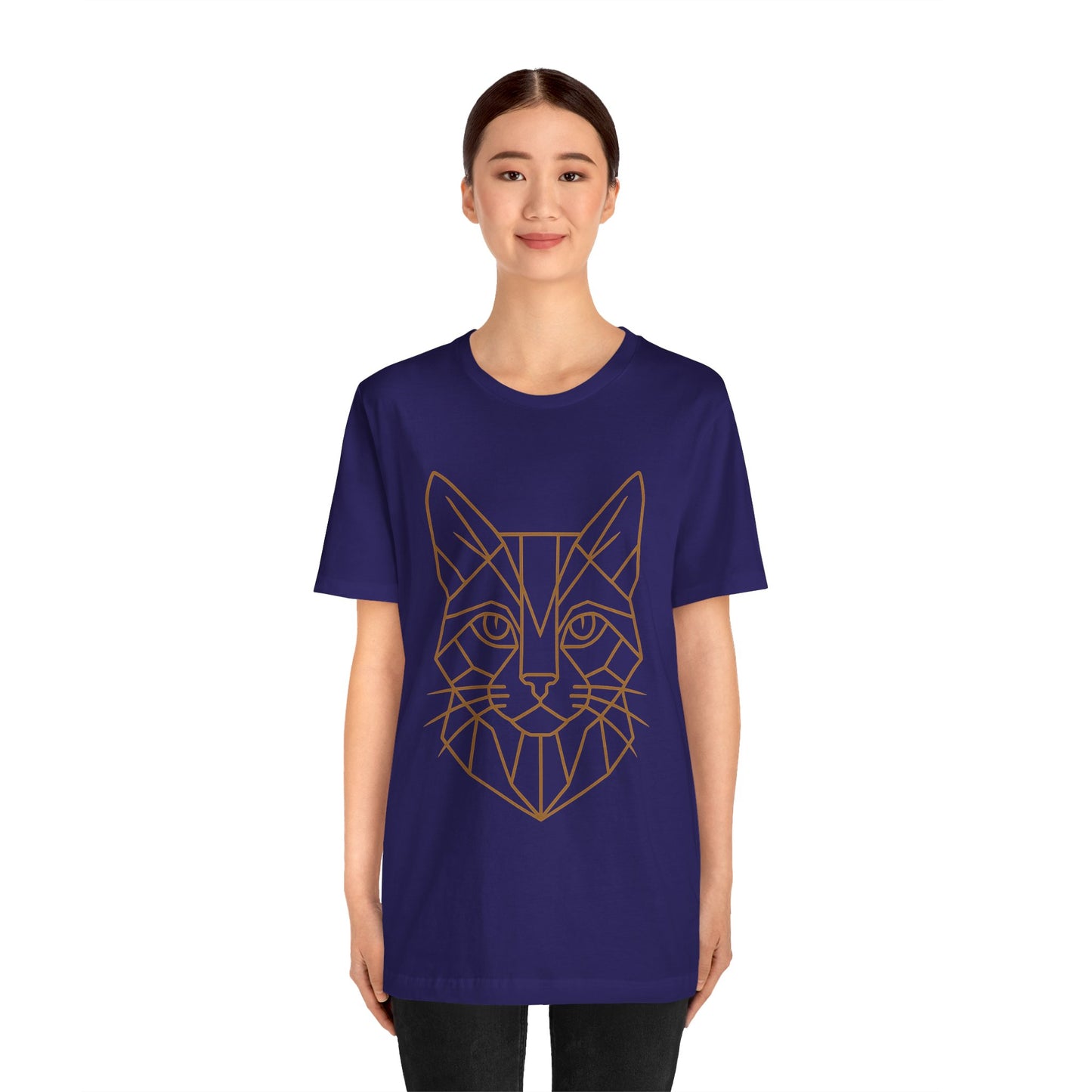 Geometric Cat T-Shirt – Minimalist Line Art Tee - WhimSpin - https://whimspin.com