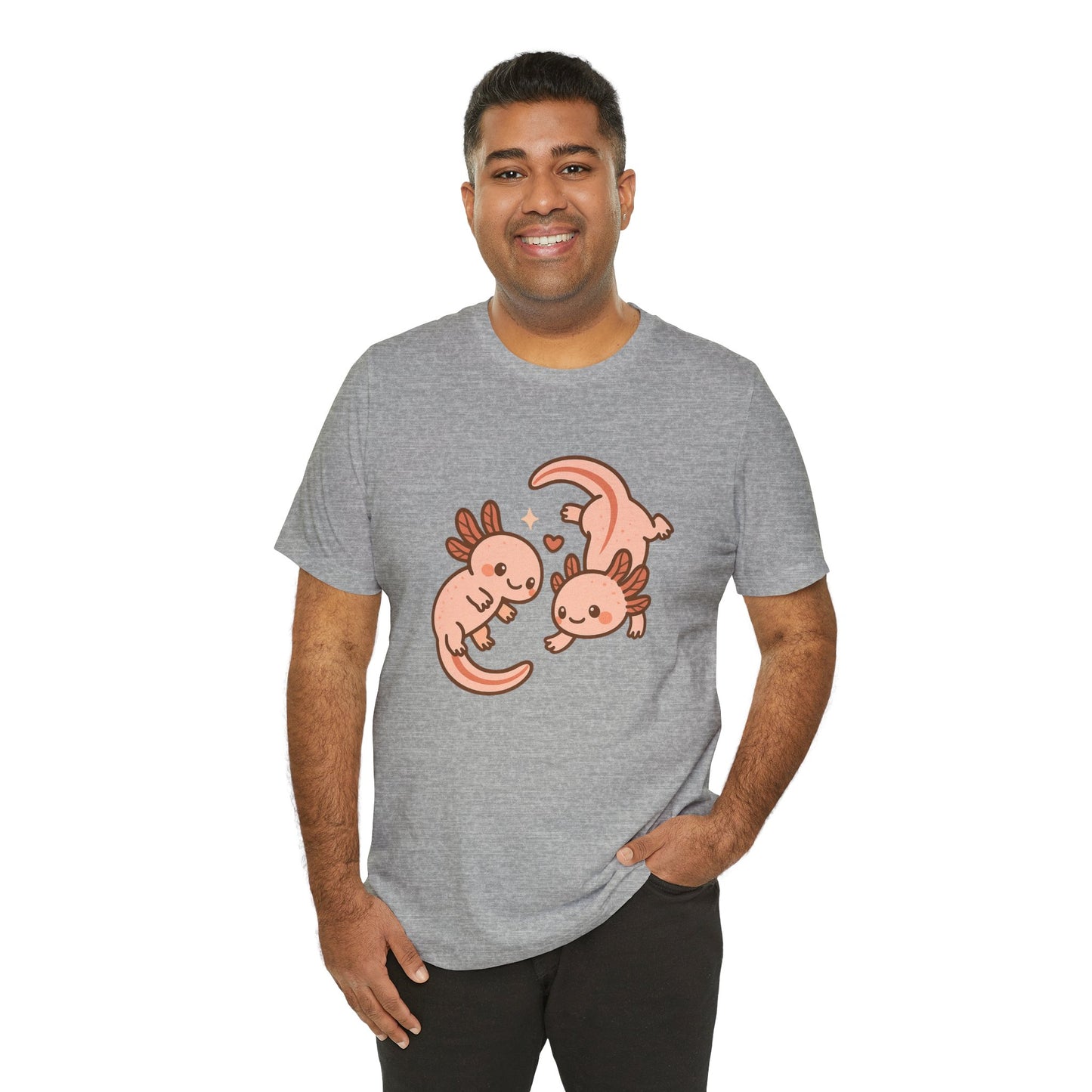 Kawaii Axolotl T-Shirt – Cute Tee with Smiling Axolotls - WhimSpin - https://whimspin.com