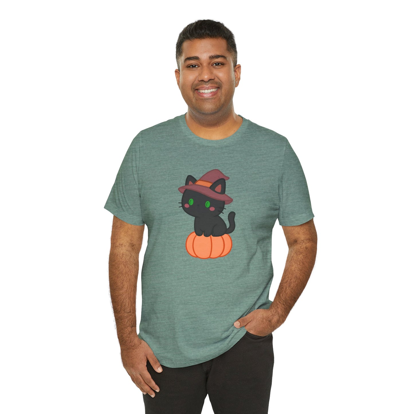 Halloween Cat Shirt – Cute Cat on a Pumpkin Graphic Tee