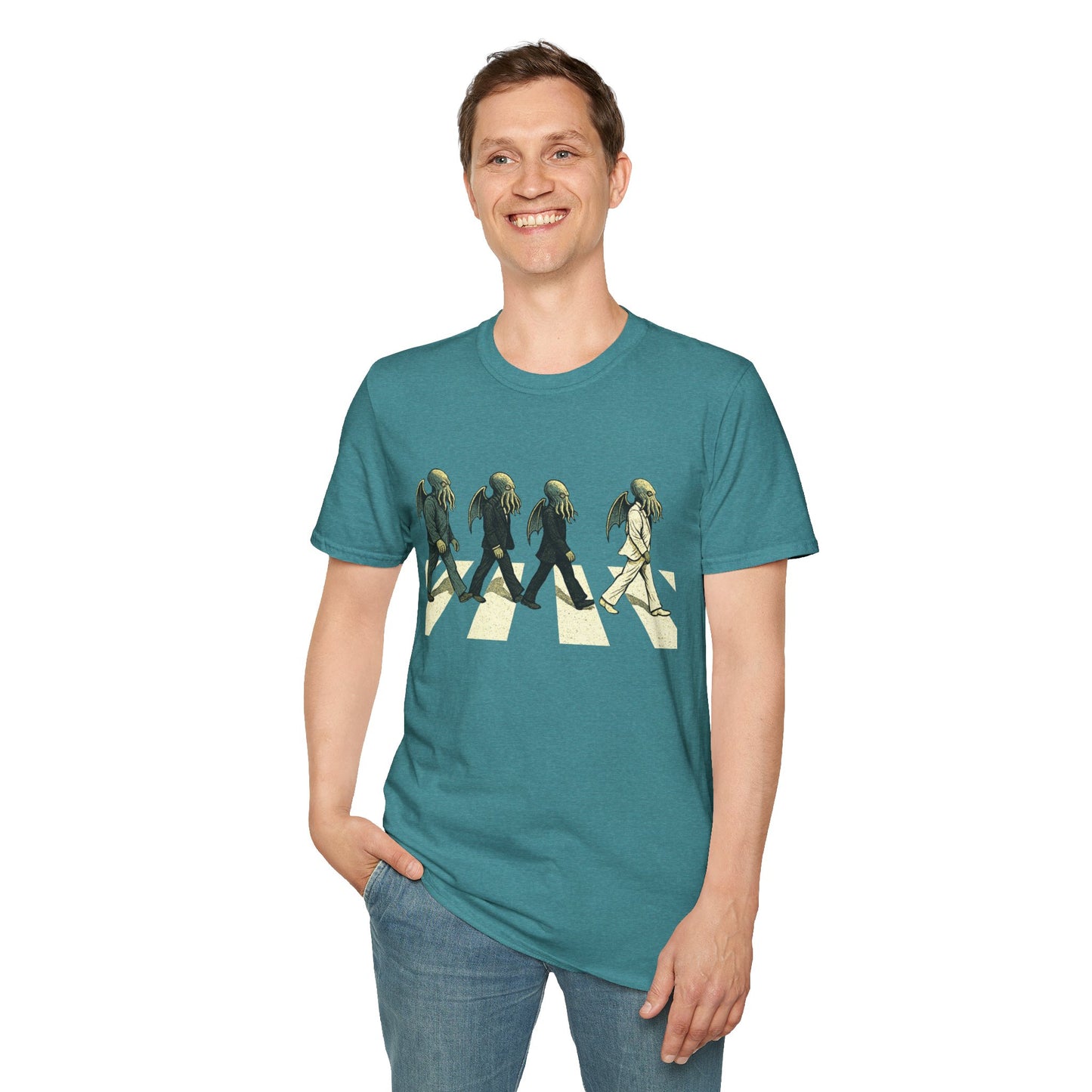 Cthulhu Crossing T-Shirt – Beatles Abbey Road Parody Tee | WhimSpin - WhimSpin - https://whimspin.com