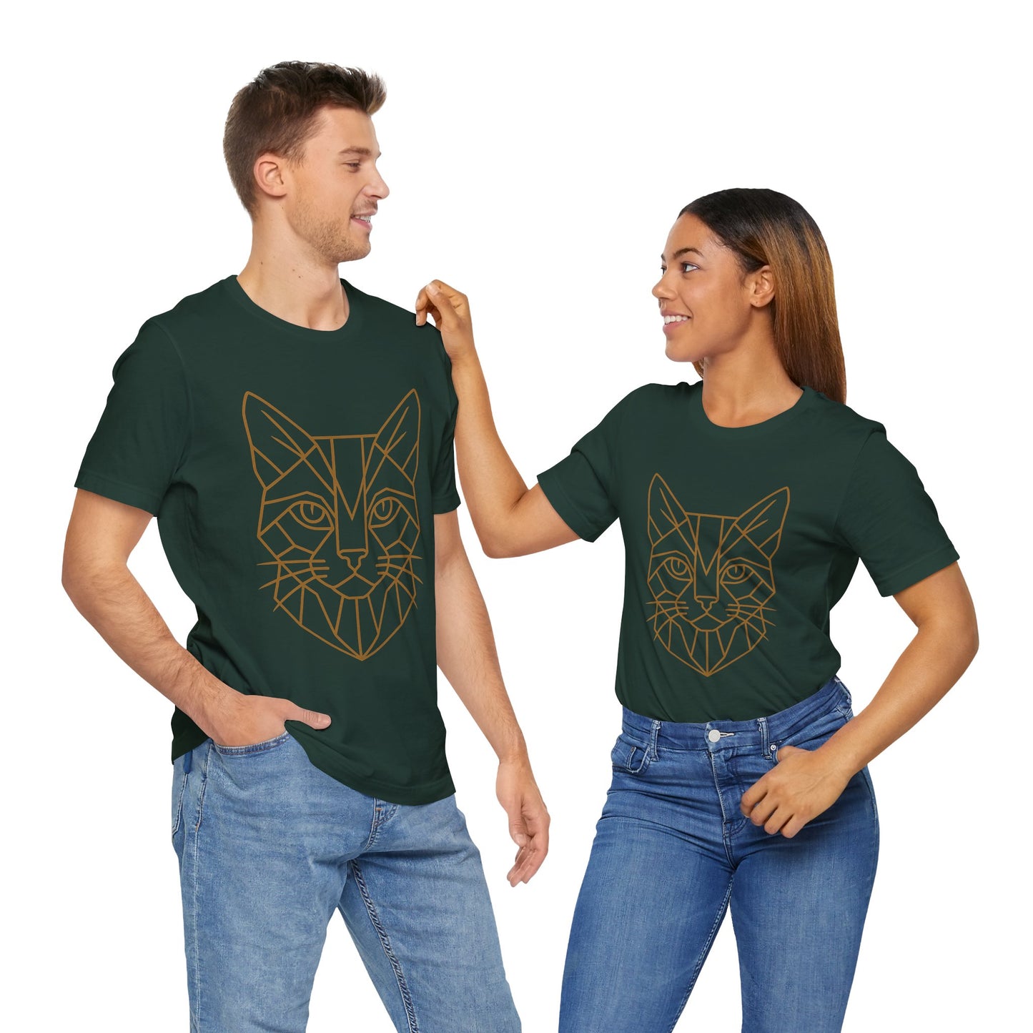 Geometric Cat T-Shirt – Minimalist Line Art Tee - WhimSpin - https://whimspin.com