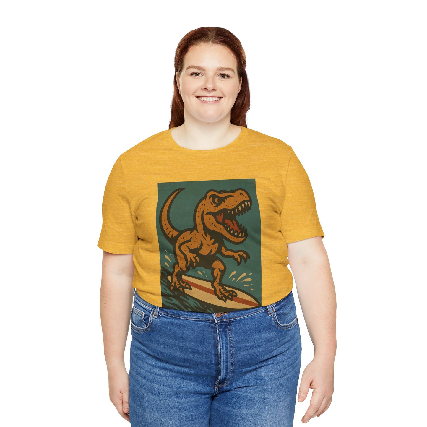 Surfing T-Rex T-Shirt – Funny Dinosaur Surfing Graphic Tee