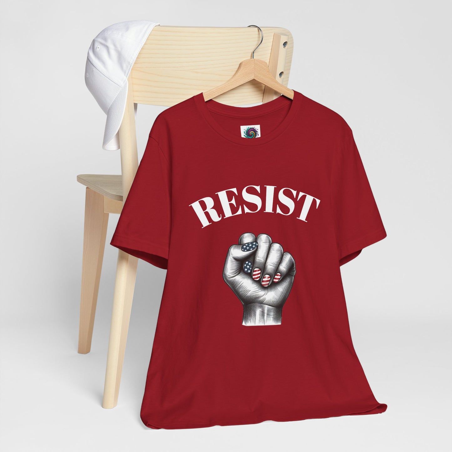 Resist Feminist Power Fist Tee – USA Flag Nails Protest Shirt - WhimSpin - https://whimspin.com