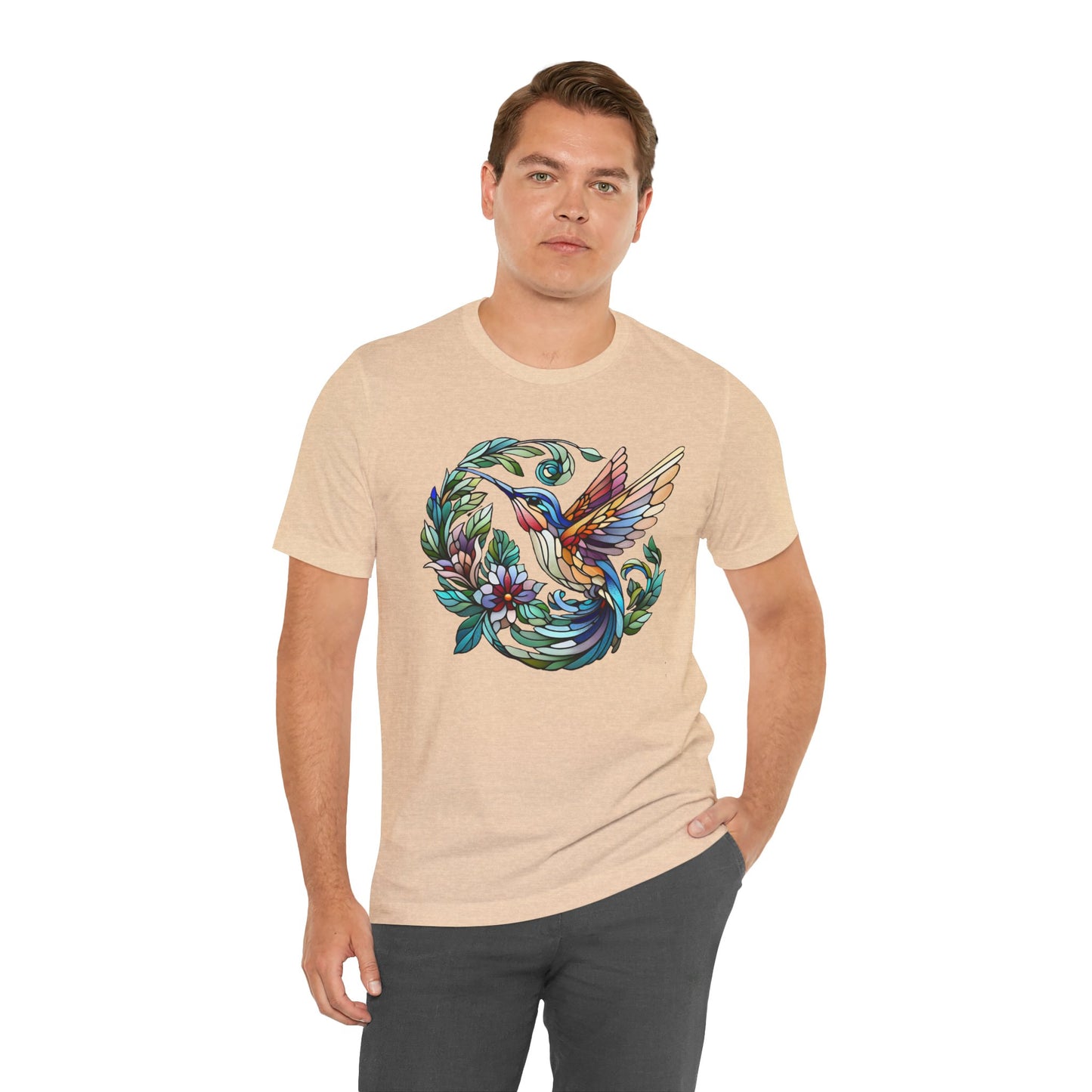 Stained Glass Hummingbird Tee – Vibrant Nature Shirt