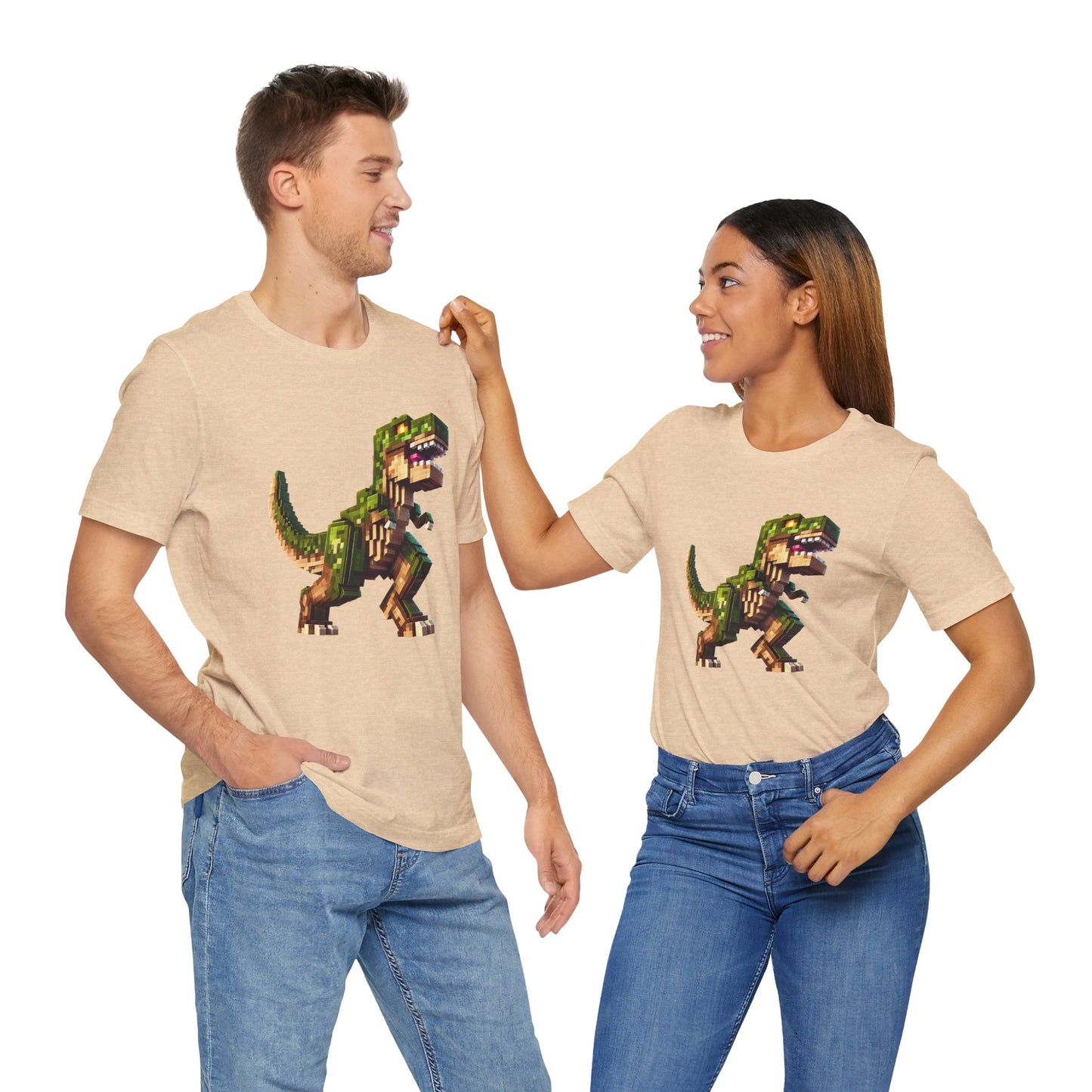 Pixel Dinosaur T-Shirt – Retro Dino Graphic Tee for Adults