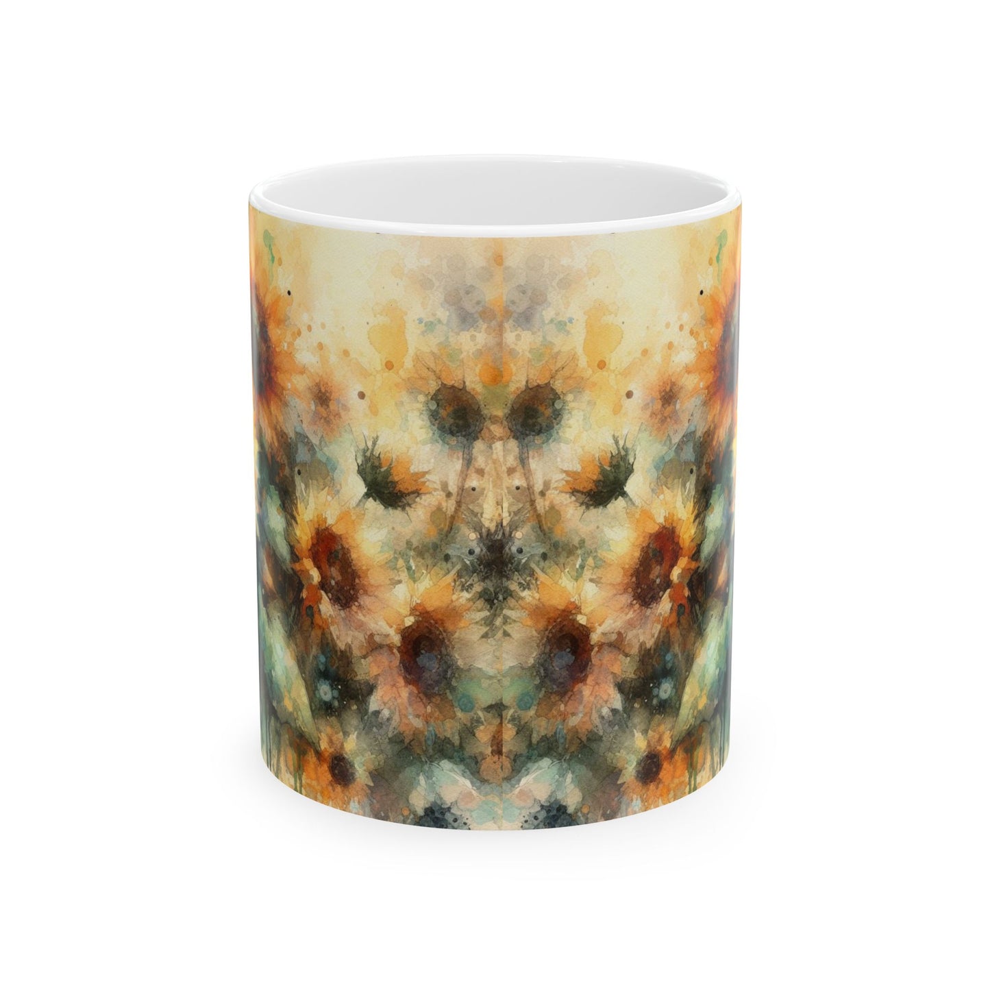 Watercolor Sunflower Mug | Artistic Floral Coffee Cup 11oz & 15oz - WhimSpin - https://whimspin.com