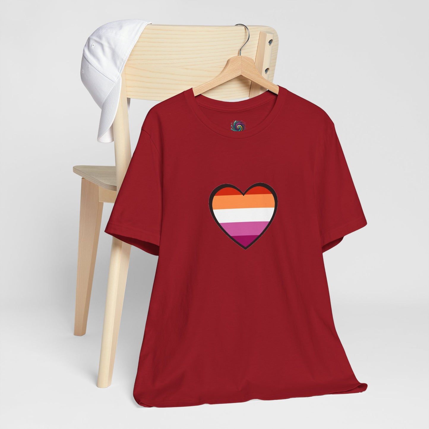 Lesbian Pride Flag Heart T-Shirt – Bold LGBTQ+ Graphic Tee - WhimSpin - https://whimspin.com