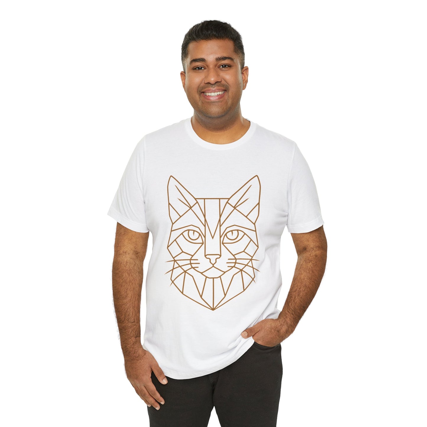 Geometric Cat T-Shirt – Minimalist Line Art Tee - WhimSpin - https://whimspin.com