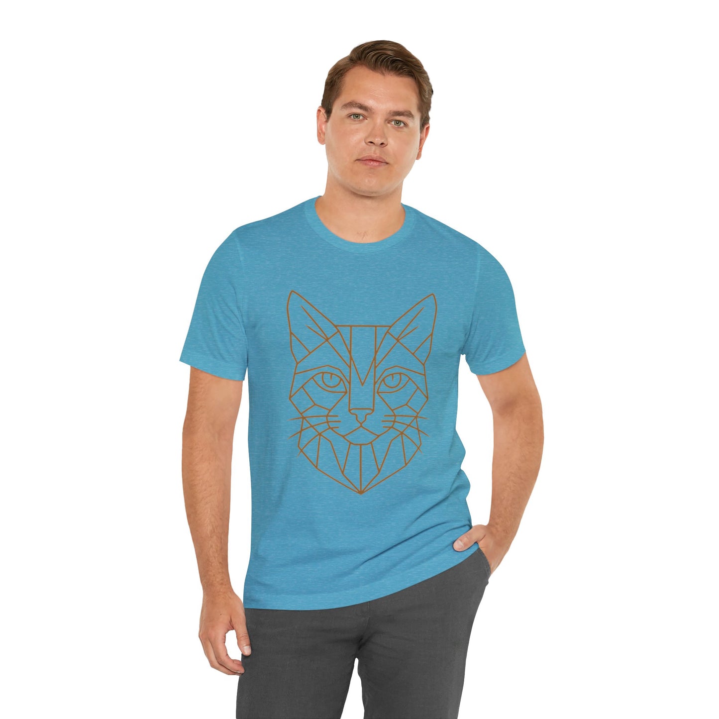 Geometric Cat T-Shirt – Minimalist Line Art Tee - WhimSpin - https://whimspin.com