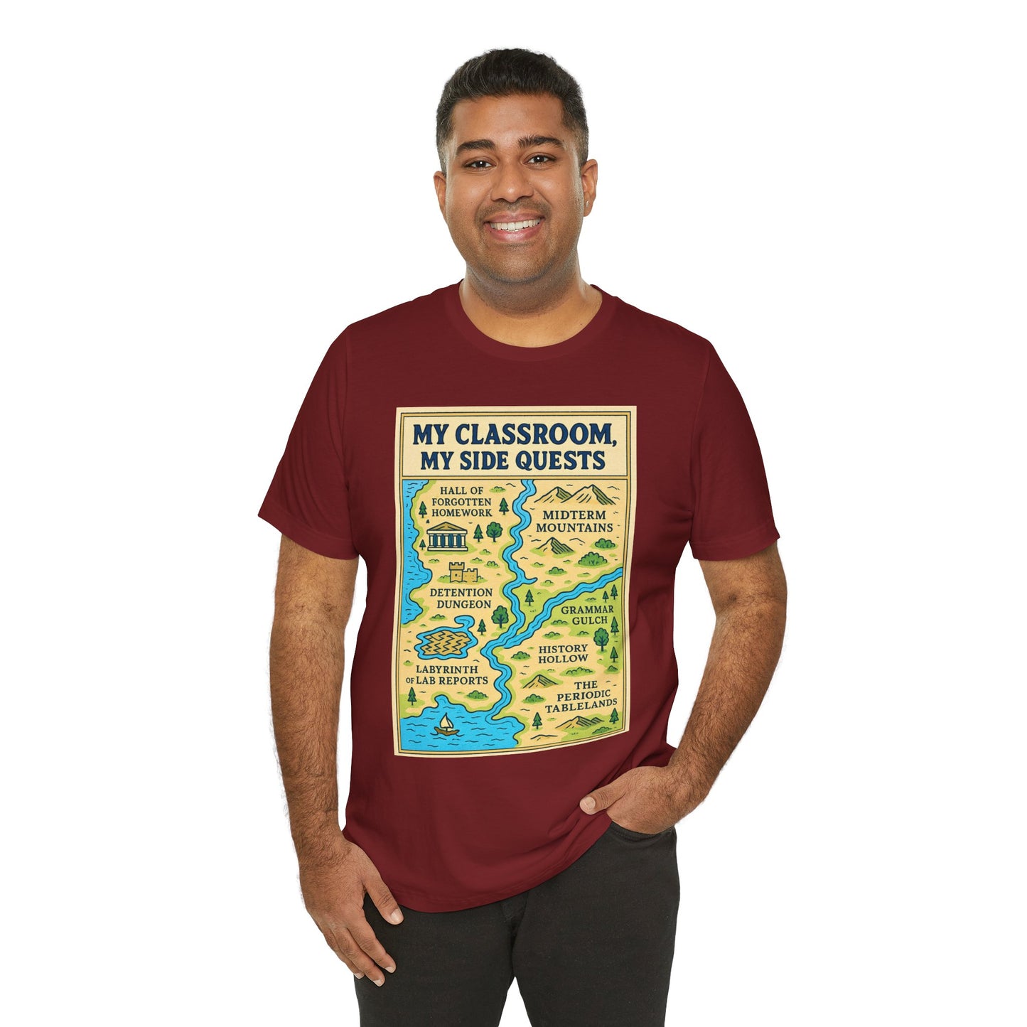 My Classroom, My Side Quests T-Shirt – RPG Map Tee for Teachers