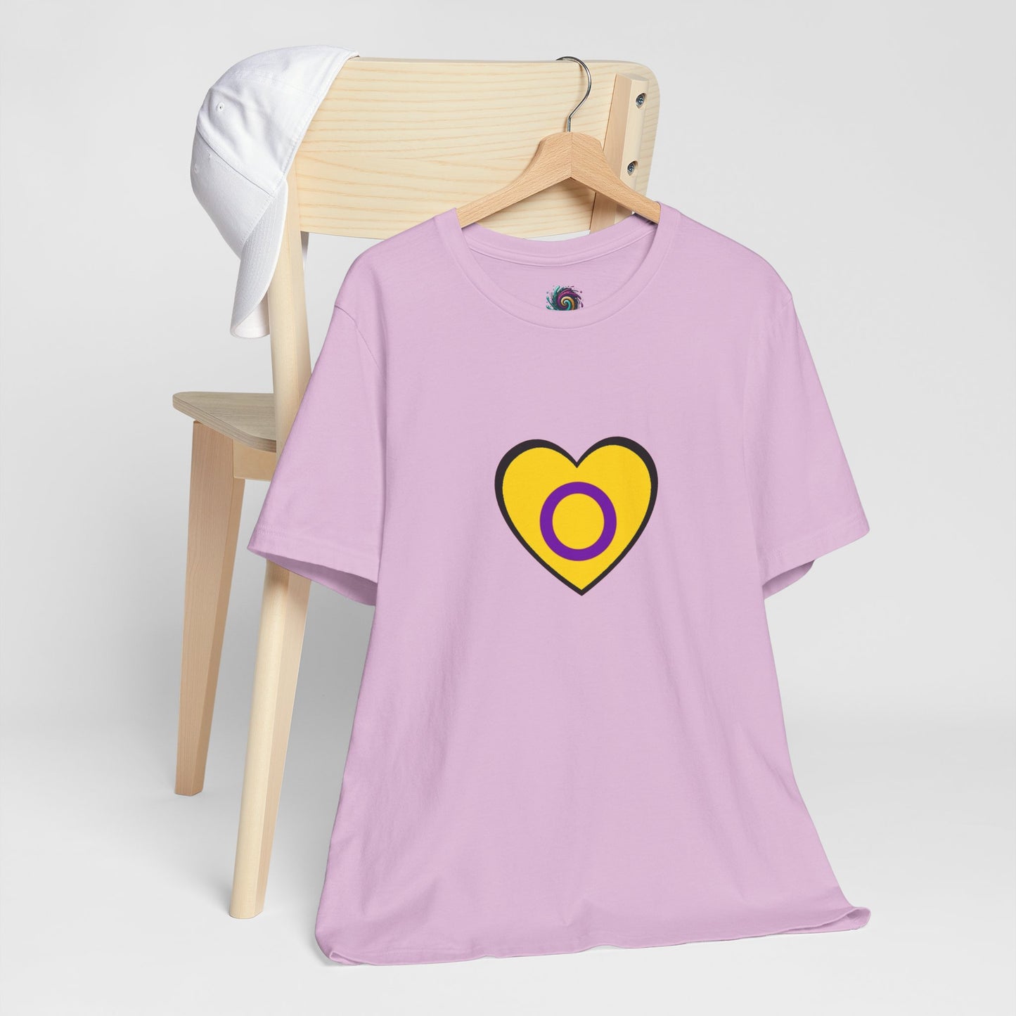 Intersex Pride Flag Heart T-Shirt – Minimalist LGBTQ+ Support Tee - WhimSpin - https://whimspin.com