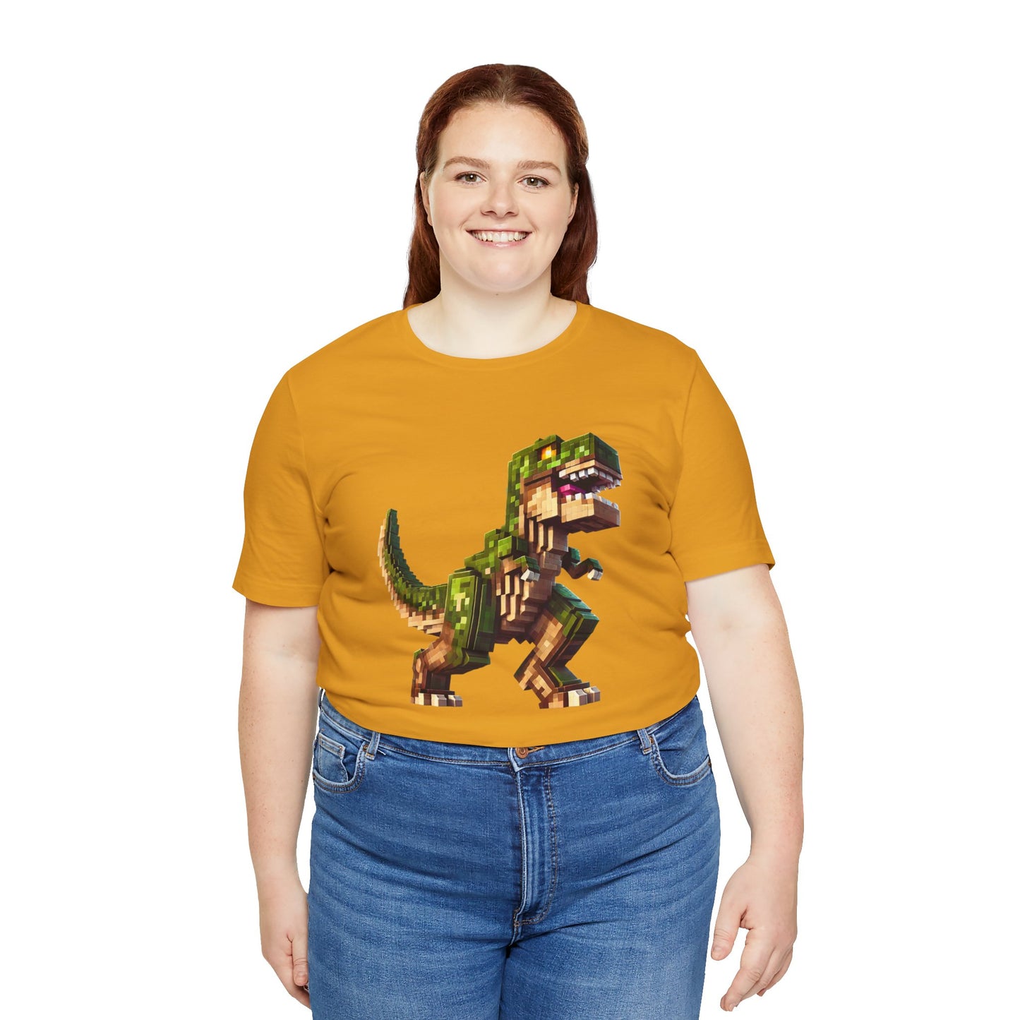 Pixel Dinosaur T-Shirt – Retro Dino Graphic Tee for Adults