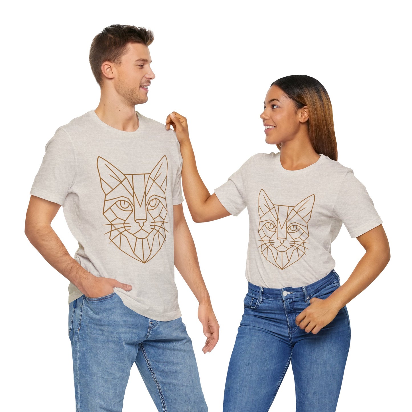 Geometric Cat T-Shirt – Minimalist Line Art Tee - WhimSpin - https://whimspin.com