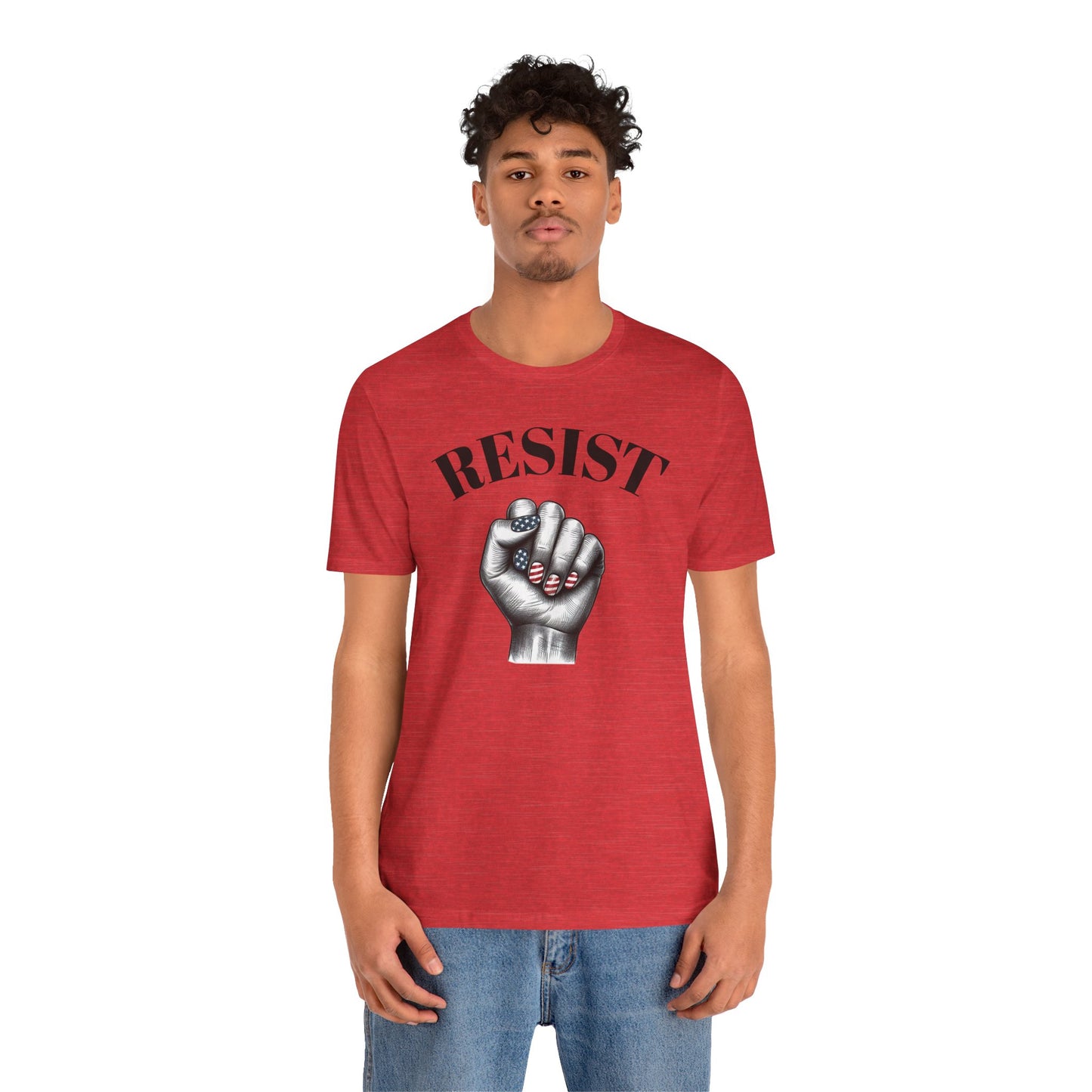 Resist Feminist Power Fist Tee – USA Flag Nails Protest Shirt