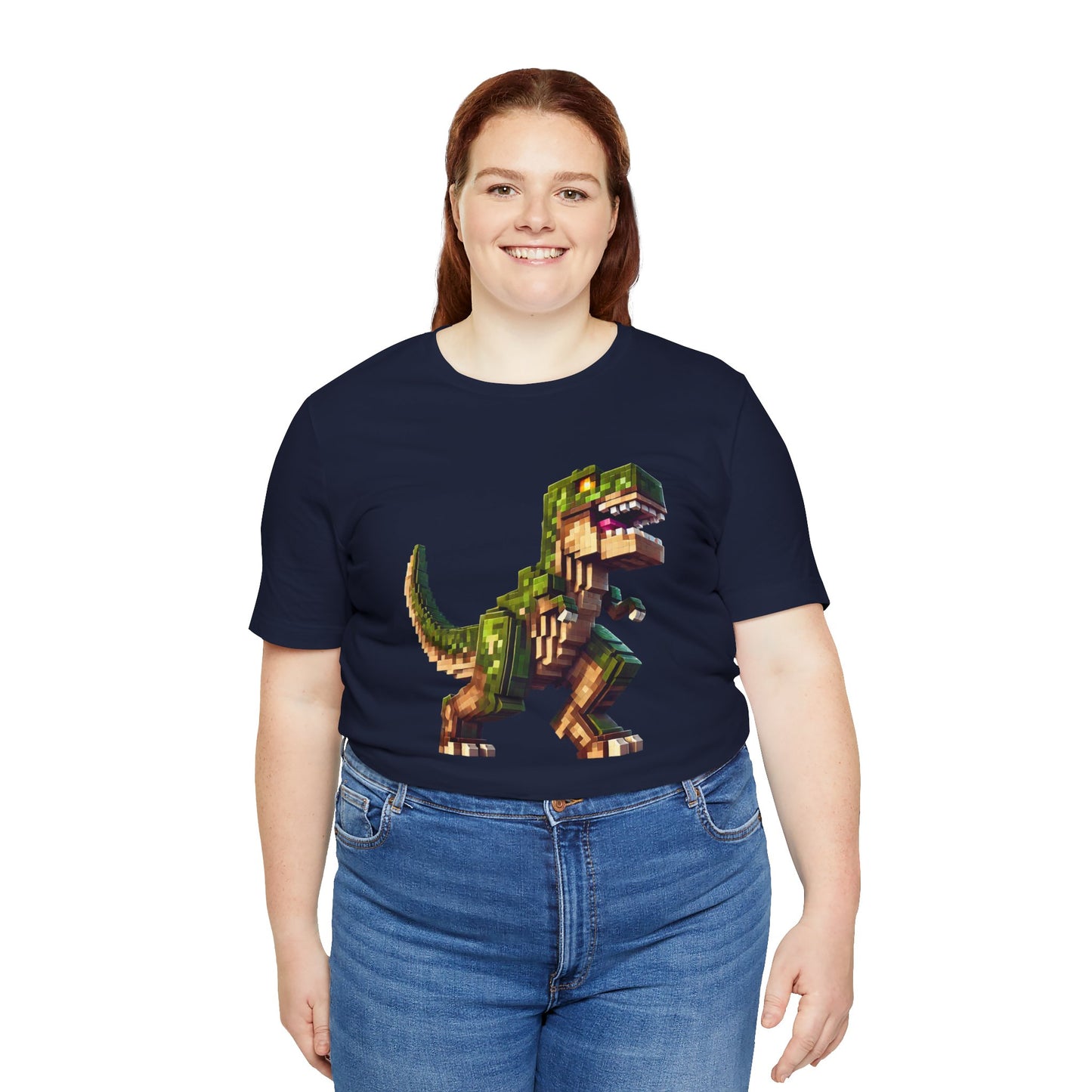 Pixel Dinosaur T-Shirt – Retro Dino Graphic Tee for Adults