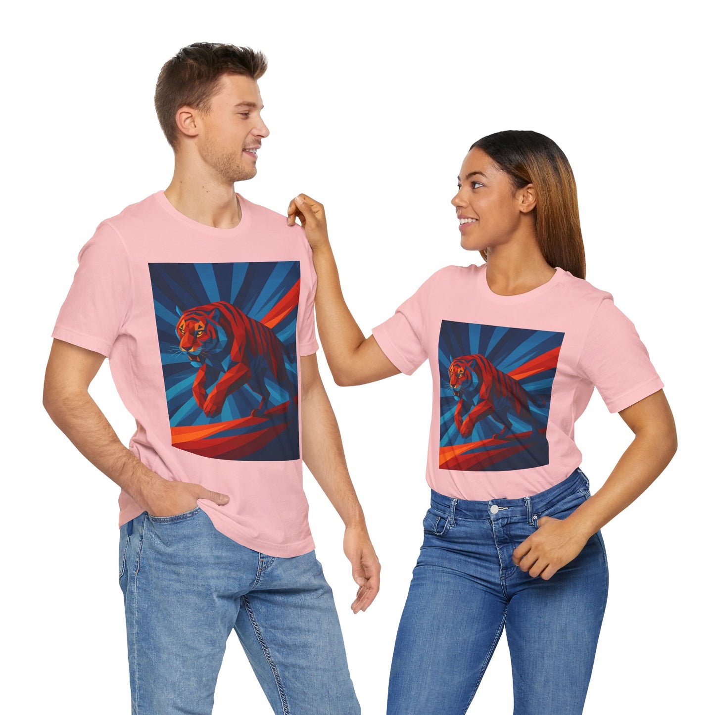Geometric Tiger T-Shirt – Bold Jungle Animal Tee in Abstract Style - WhimSpin - https://whimspin.com