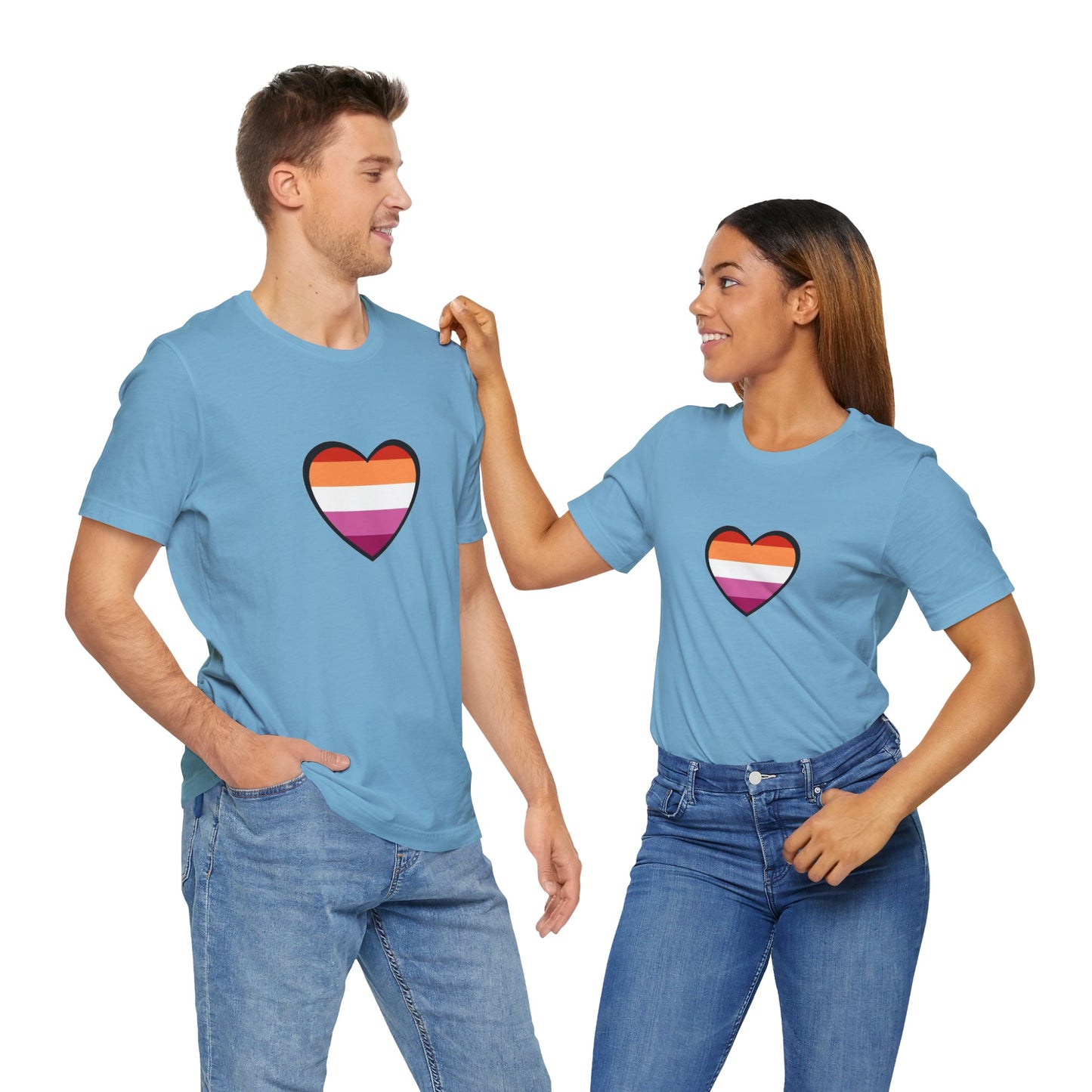 Lesbian Pride Flag Heart T-Shirt – Bold LGBTQ+ Graphic Tee - WhimSpin - https://whimspin.com