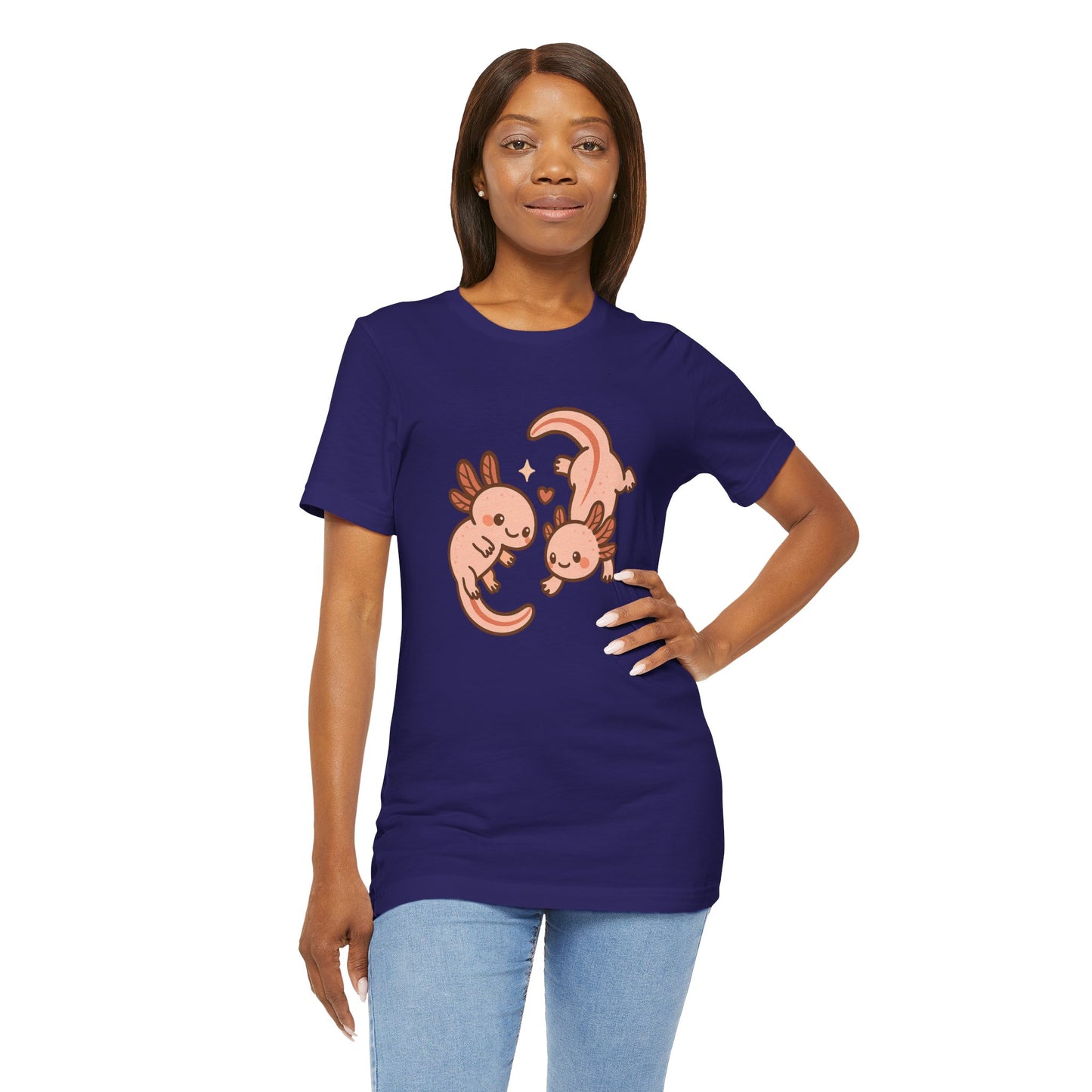 Kawaii Axolotl T-Shirt – Cute Tee with Smiling Axolotls - WhimSpin - https://whimspin.com
