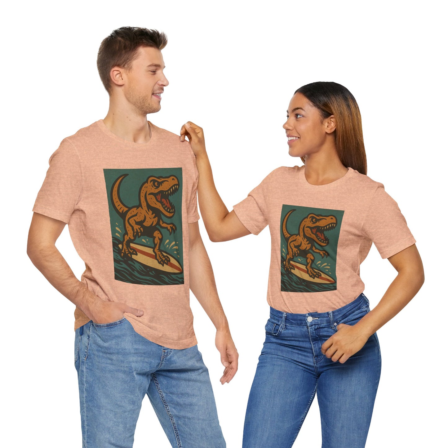 Surfing T-Rex T-Shirt – Funny Dinosaur Surfing Graphic Tee