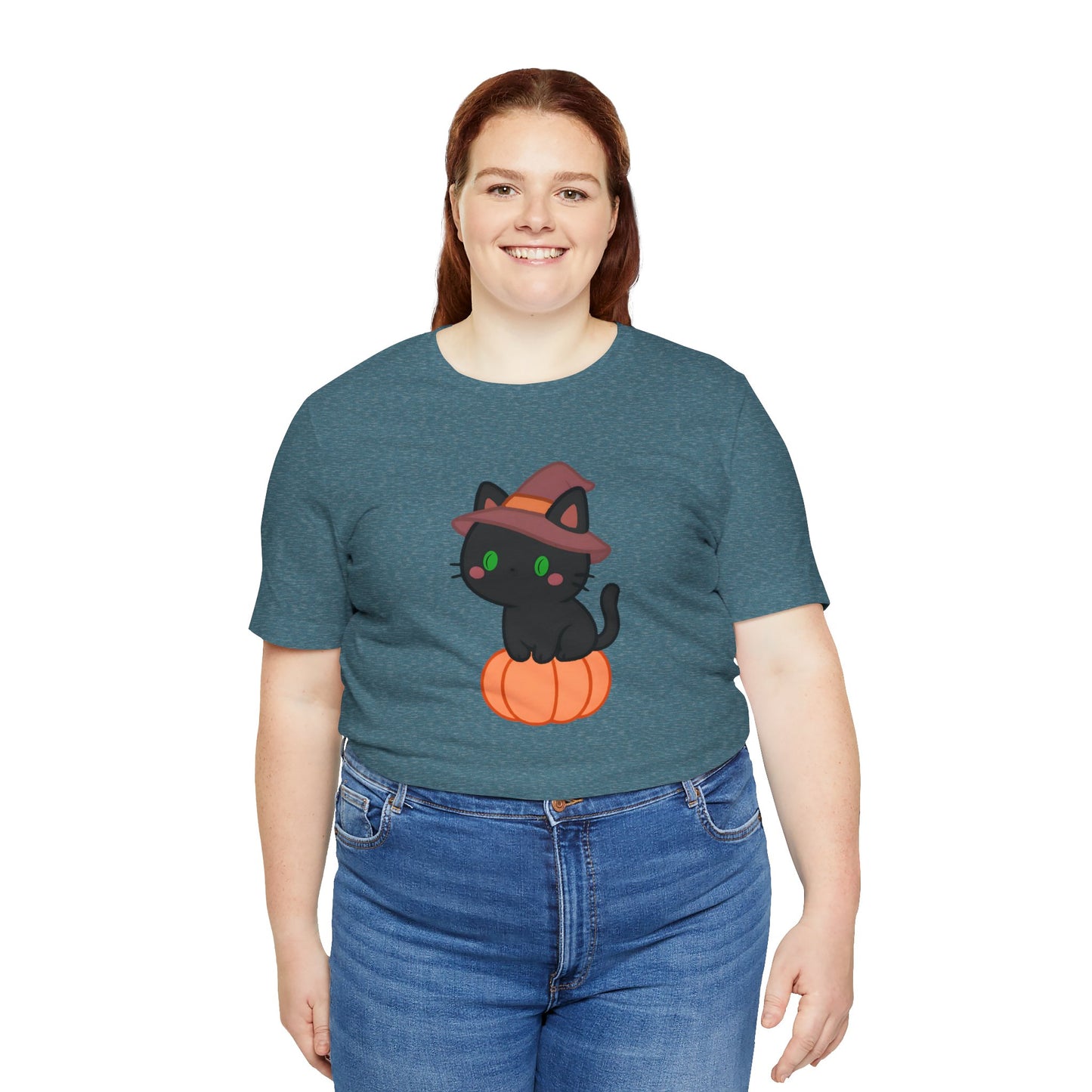 Halloween Cat Shirt – Cute Cat on a Pumpkin Graphic Tee