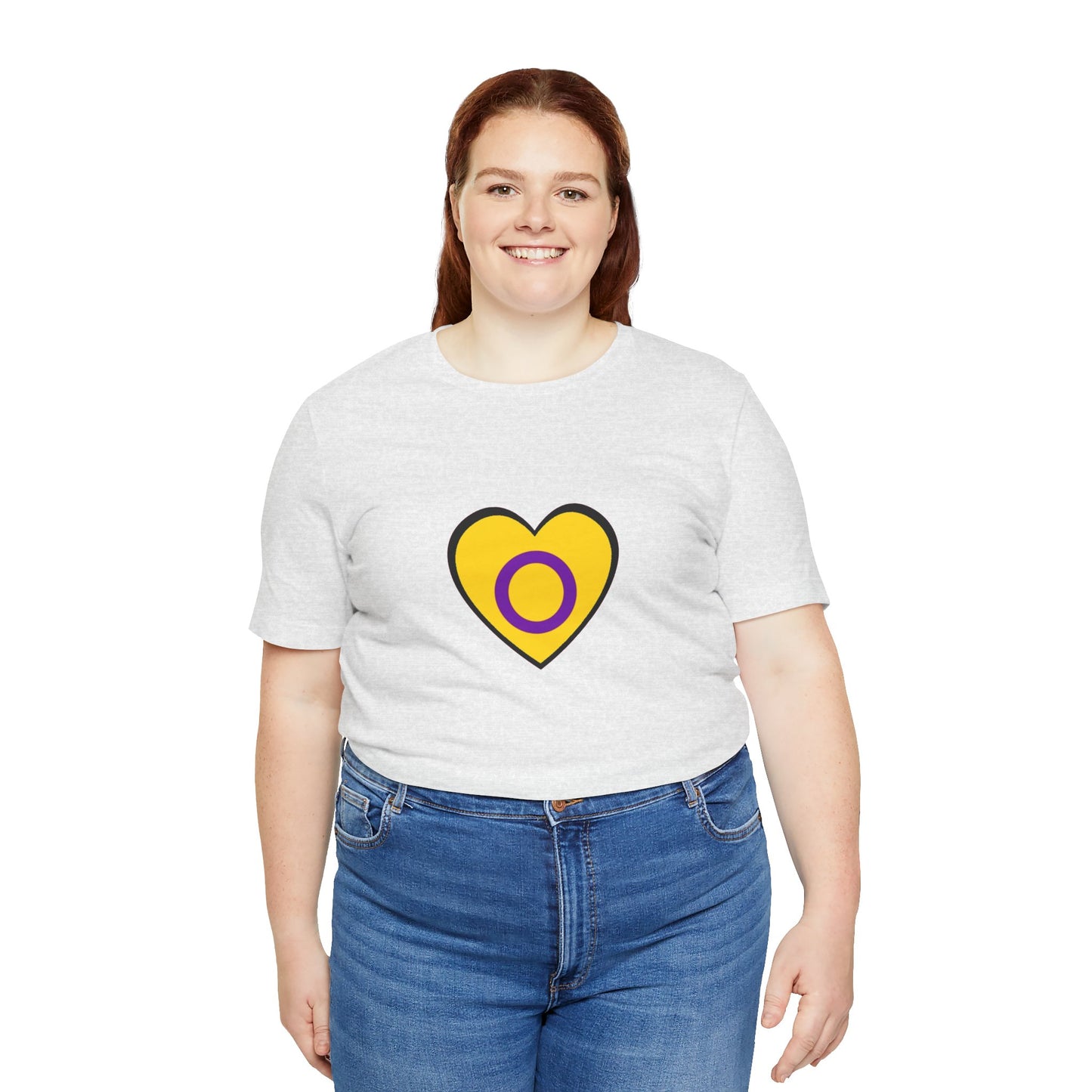 Intersex Pride Flag Heart T-Shirt – Minimalist LGBTQ+ Support Tee - WhimSpin - https://whimspin.com