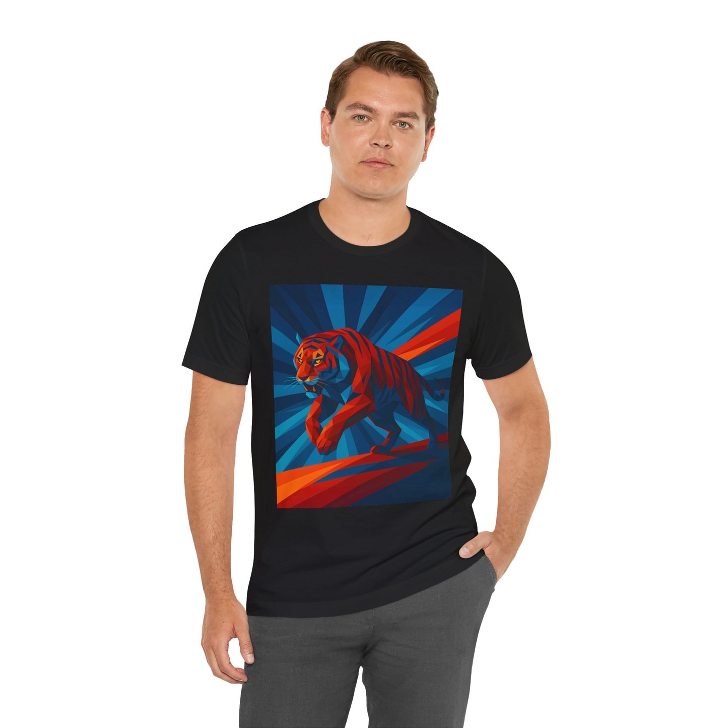 Geometric Tiger T-Shirt – Bold Jungle Animal Tee in Abstract Style - WhimSpin - https://whimspin.com