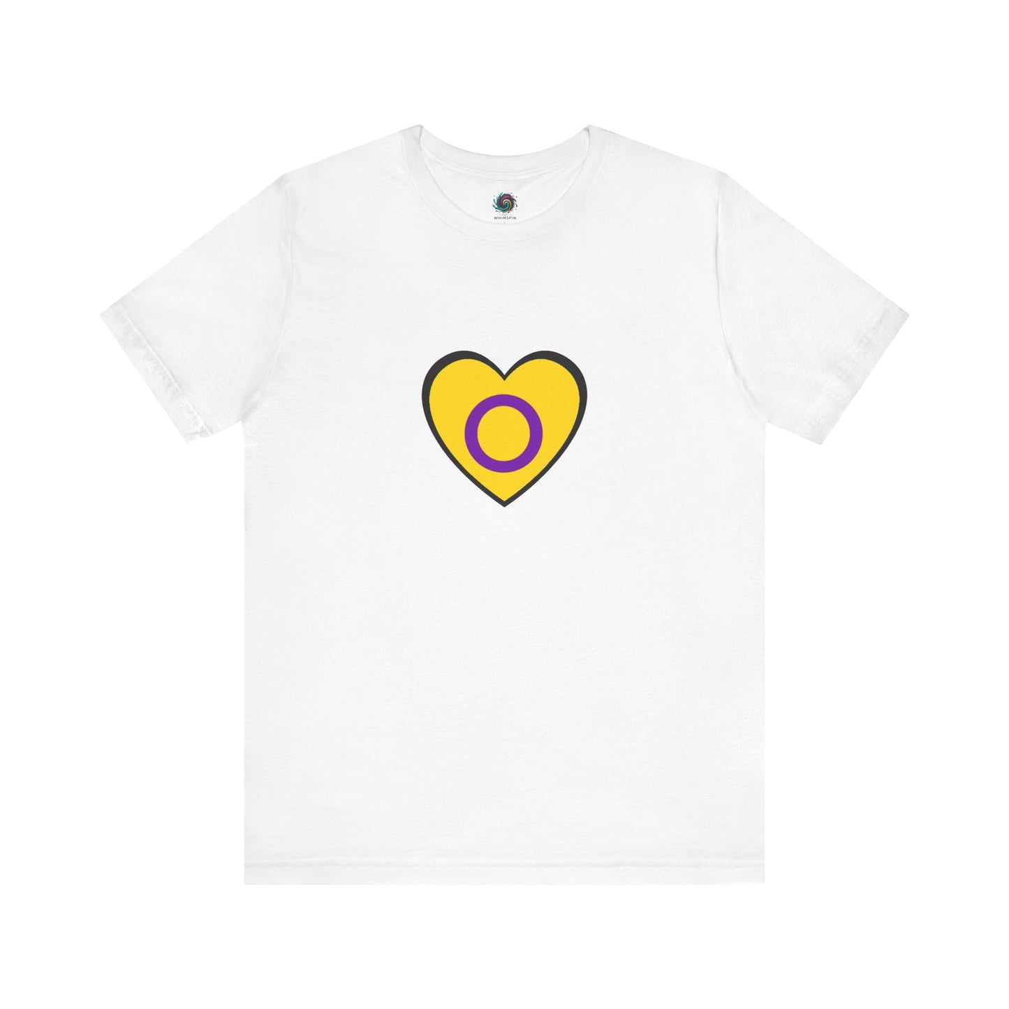 Intersex Pride Flag Heart T-Shirt – Minimalist LGBTQ+ Support Tee - WhimSpin - https://whimspin.com