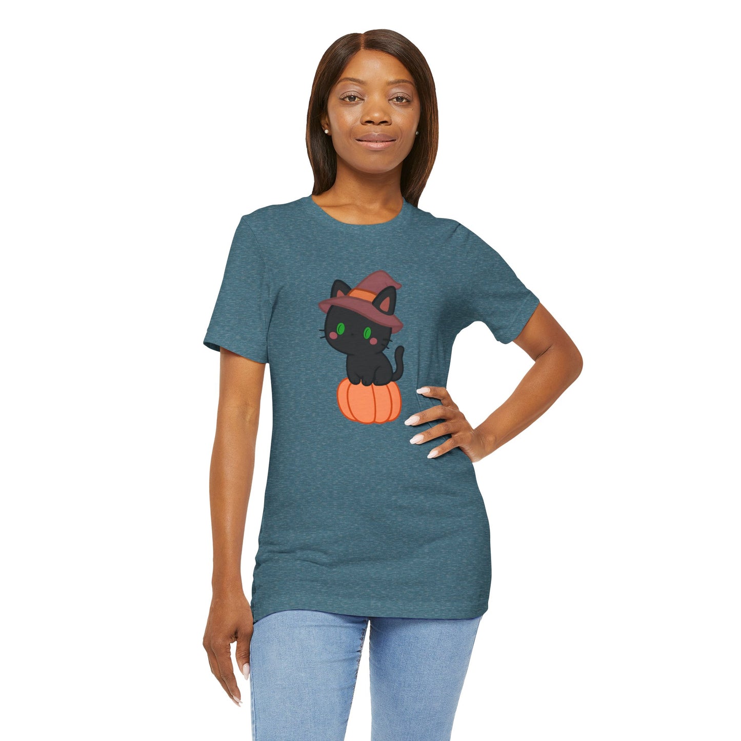 Halloween Cat Shirt – Cute Cat on a Pumpkin Graphic Tee