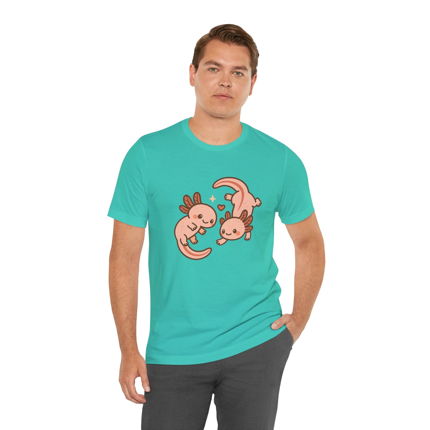 Kawaii Axolotl T-Shirt – Cute Tee with Smiling Axolotls - WhimSpin - https://whimspin.com