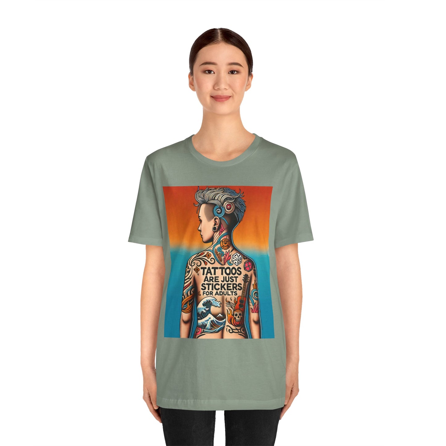 Tattoos Are Just Stickers for Adults T-Shirt – Funny Tattoo Lover Graphic Tee - WhimSpin - https://whimspin.com