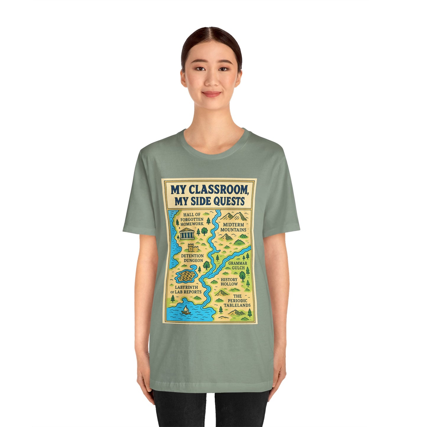 My Classroom, My Side Quests T-Shirt – RPG Map Tee for Teachers