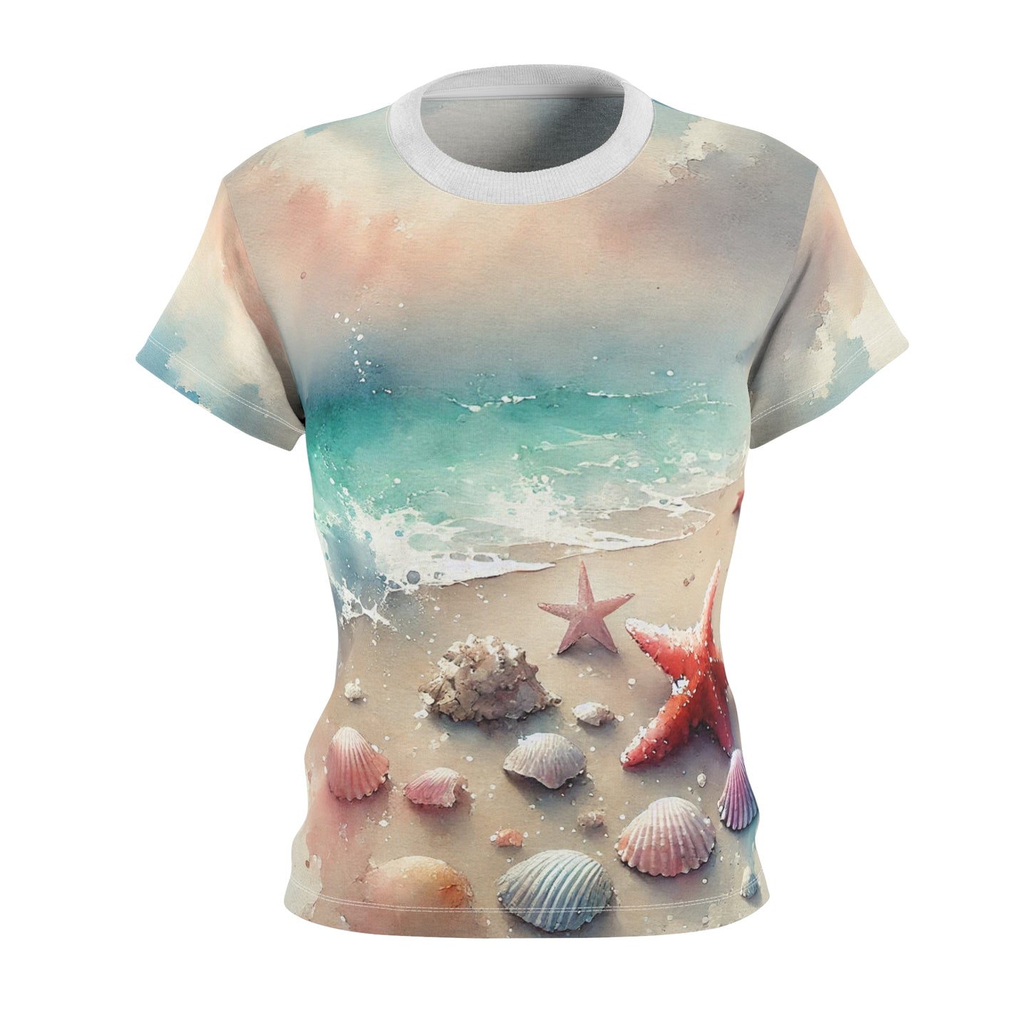 Beachcomber’s Dream Watercolor Seashell T-Shirt - WhimSpin - https://whimspin.com