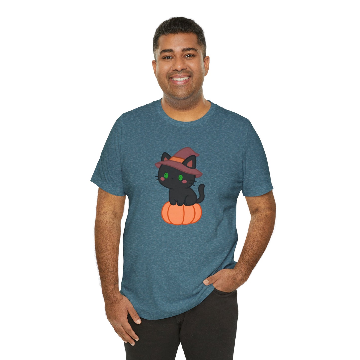Halloween Cat Shirt – Cute Cat on a Pumpkin Graphic Tee