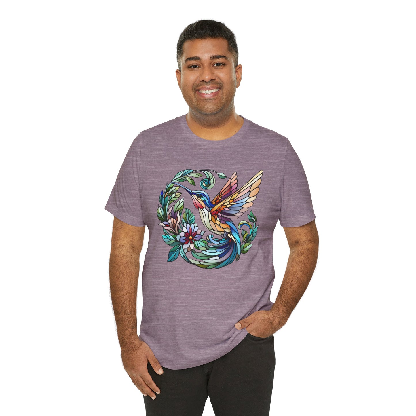 Stained Glass Hummingbird Tee – Vibrant Nature Shirt