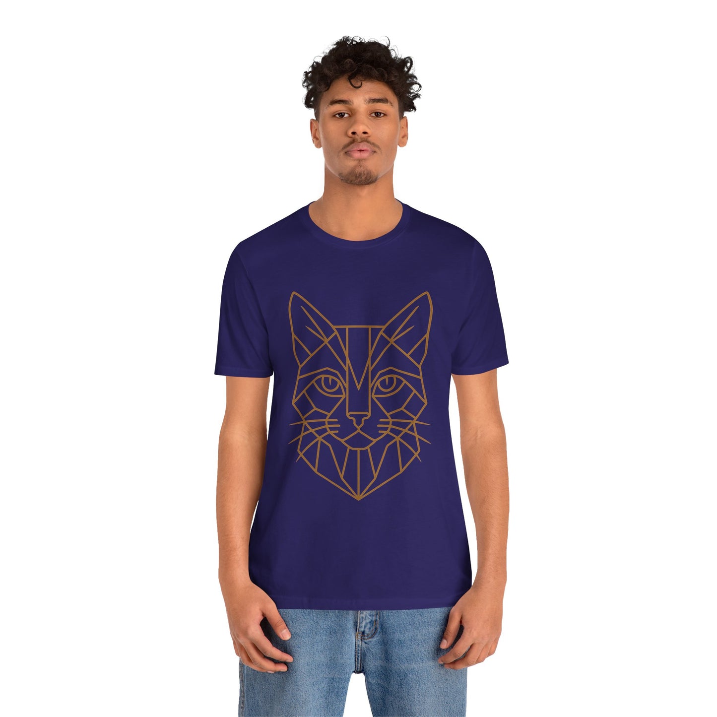 Geometric Cat T-Shirt – Minimalist Line Art Tee - WhimSpin - https://whimspin.com