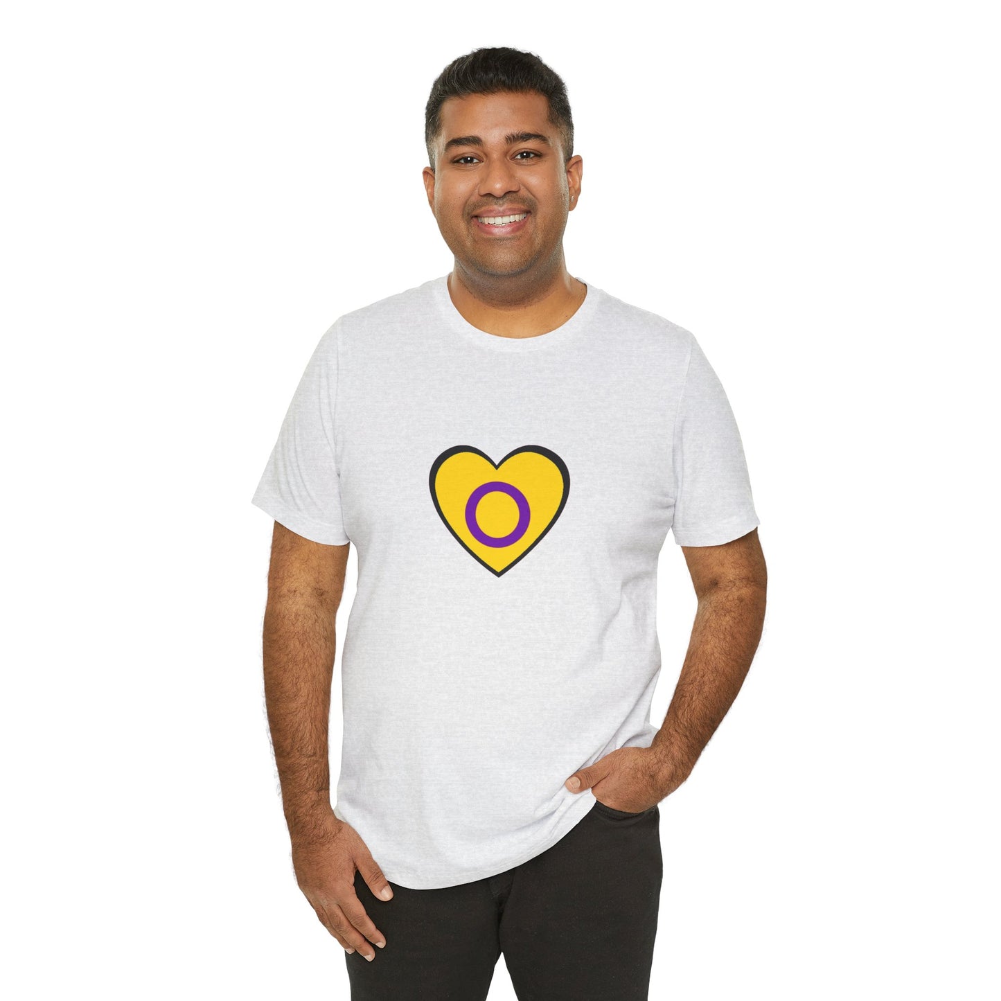Intersex Pride Flag Heart T-Shirt – Minimalist LGBTQ+ Support Tee - WhimSpin - https://whimspin.com